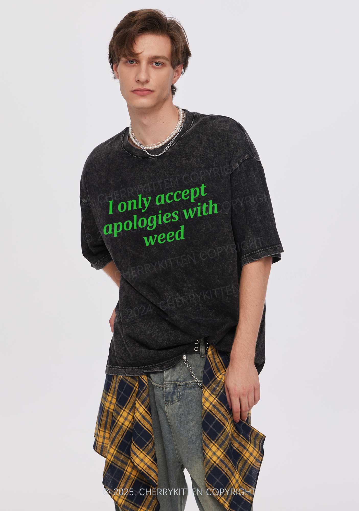 Accept Apologies With Wxxd Y2K Shirts Washed Tee Cherrykitten