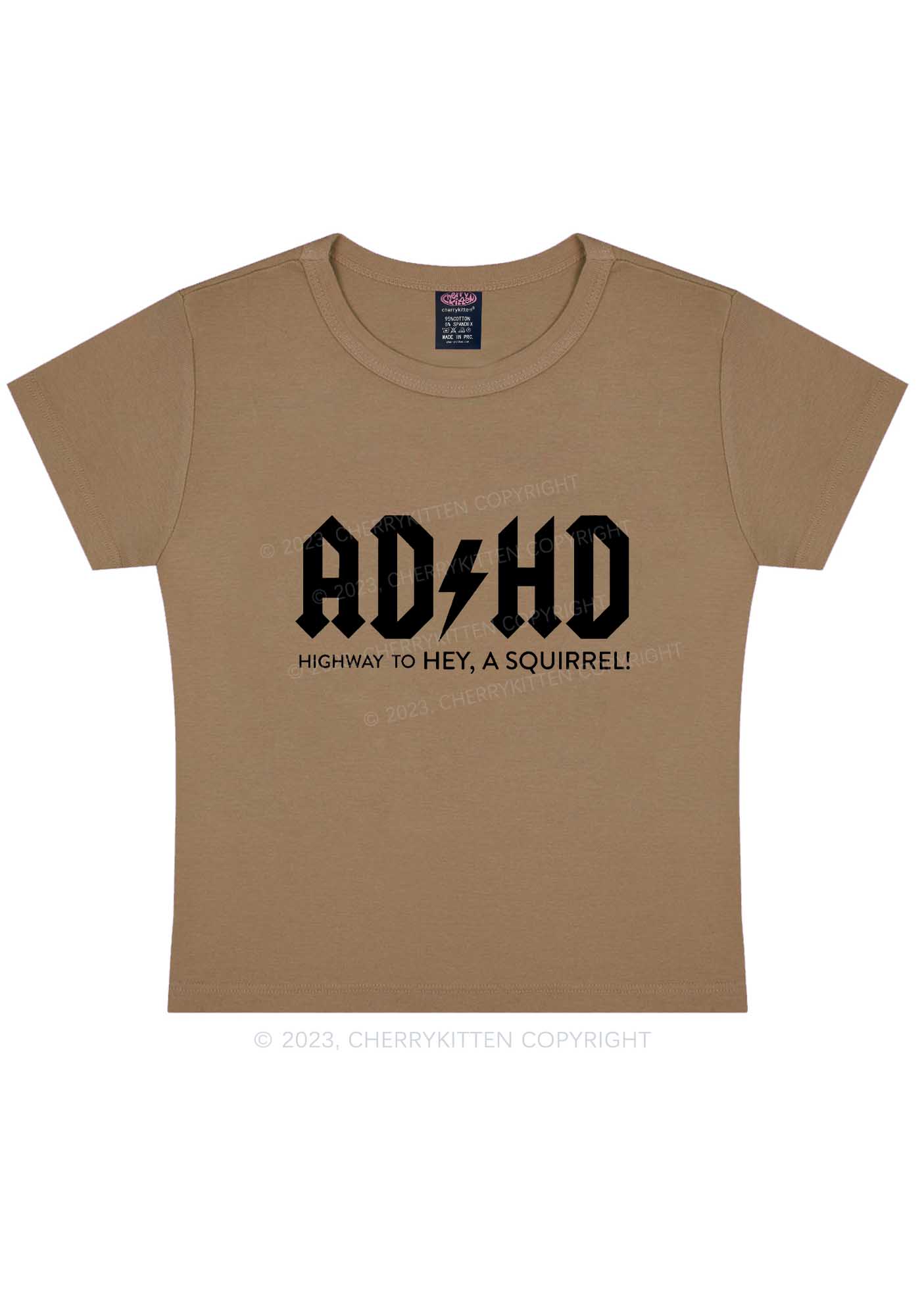 ADHD Hey A Squirrel Y2K Baby Tee Cherrykitten