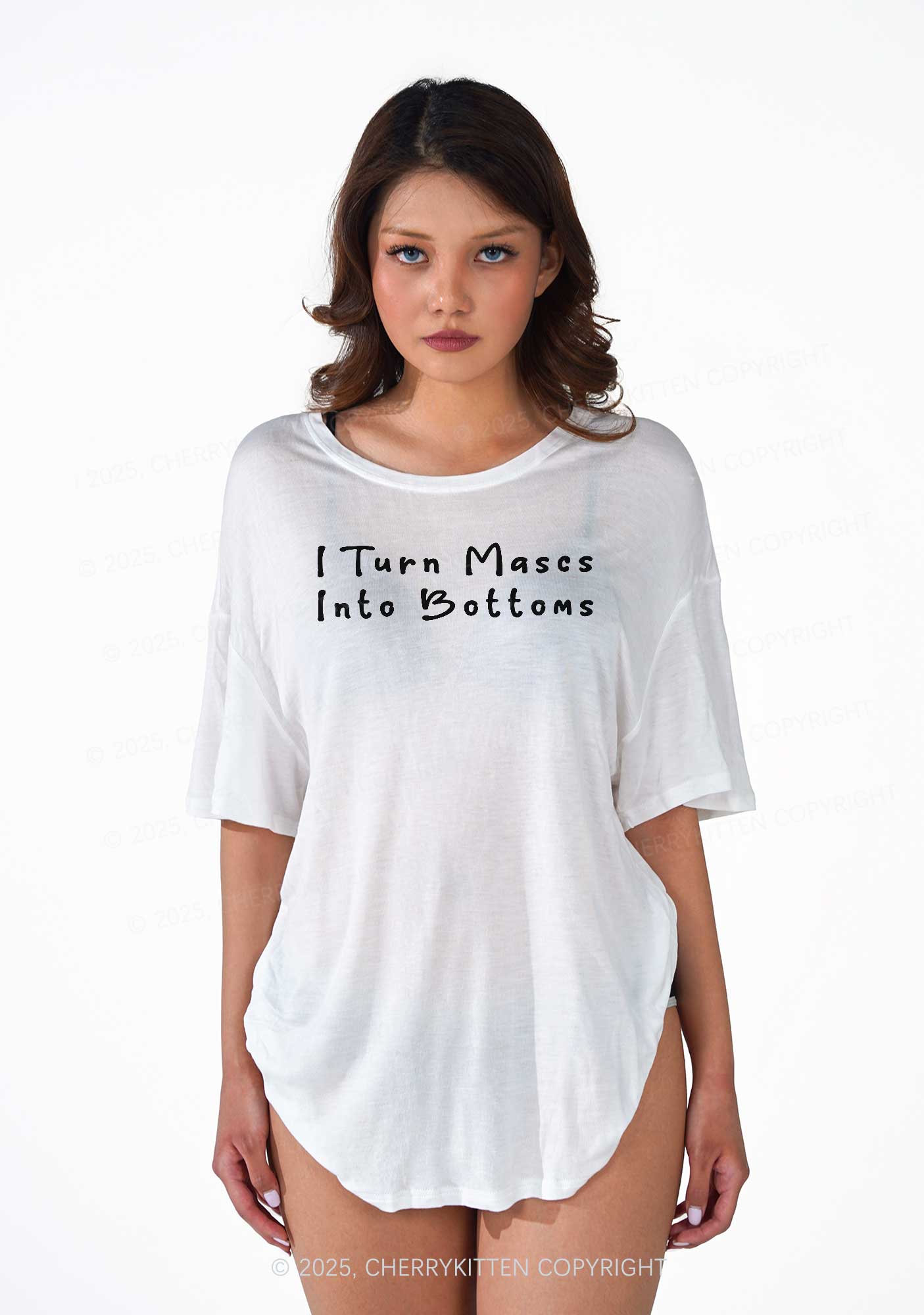 Turn Mascs Into Bottoms Pride Y2K Sheer Boyfriend Tee Cherrykitten