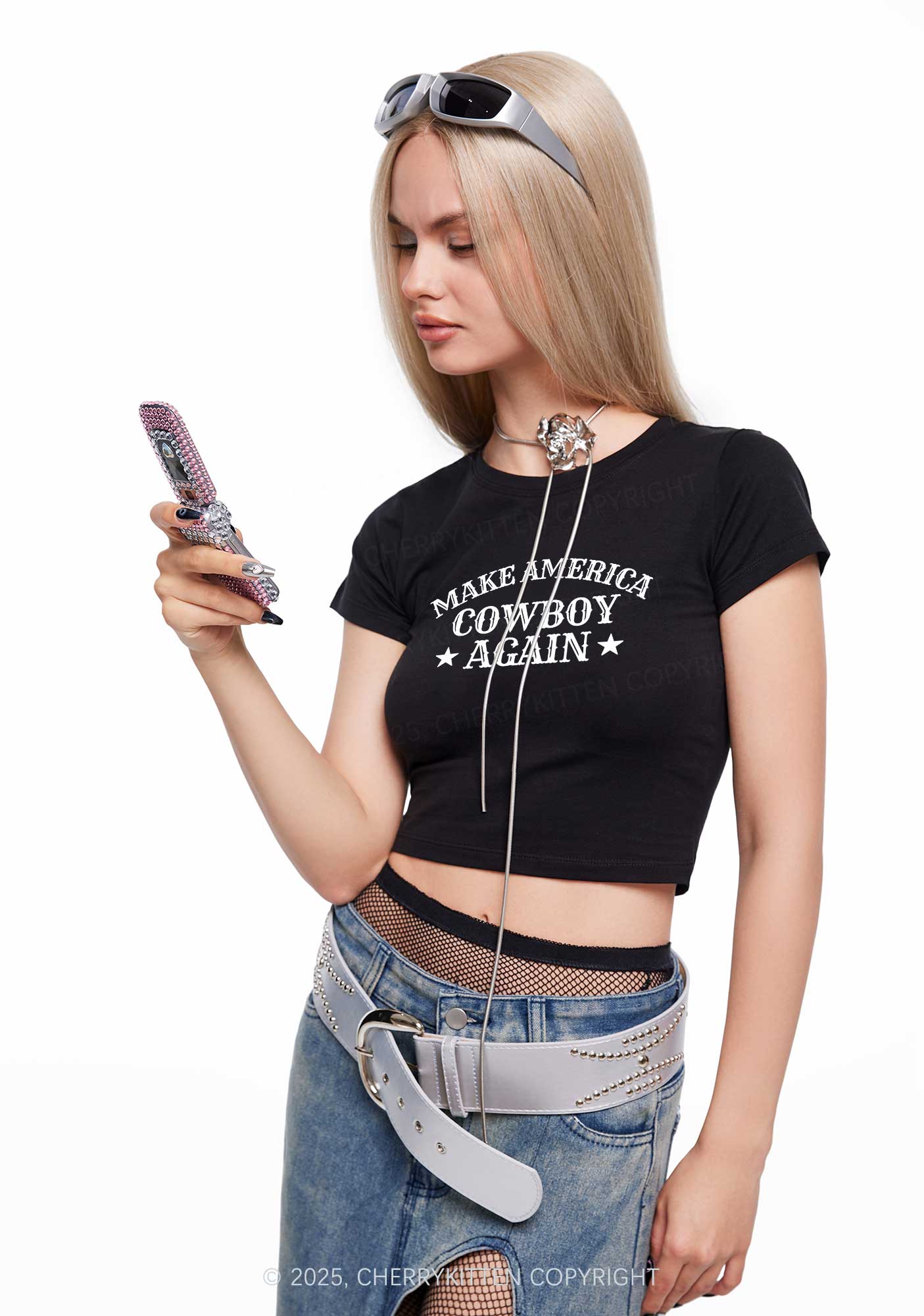 Cowboy Again Y2K Baby Tee Cherrykitten