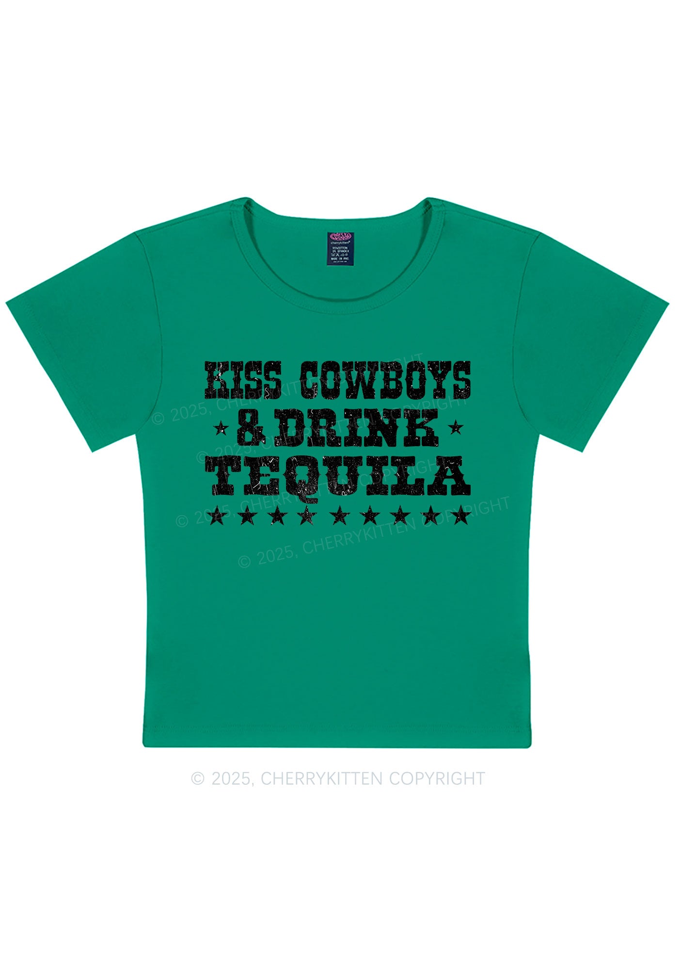 Kiss Cowboys Y2K Baby Tee Cherrykitten
