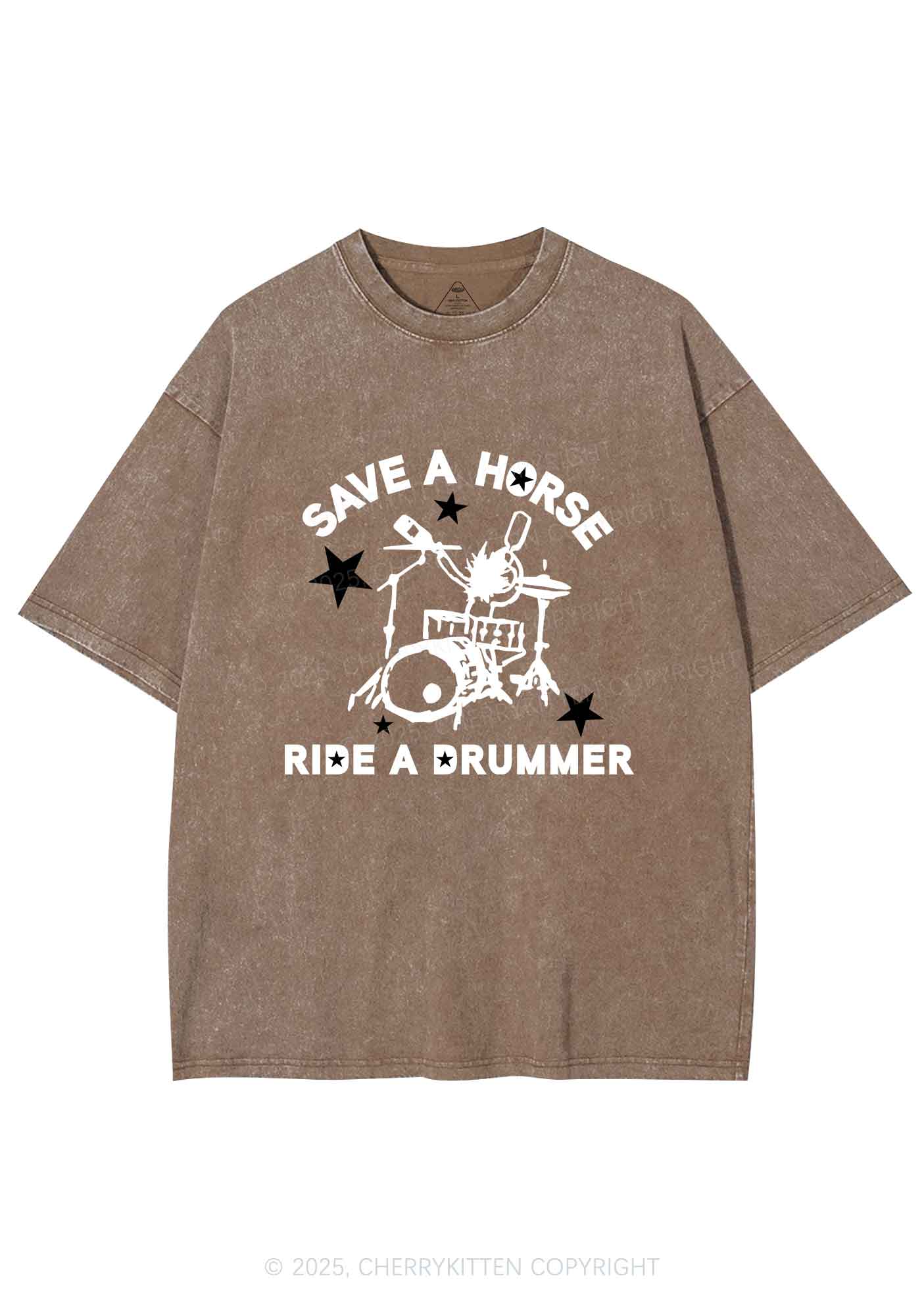 Save Horse Ride Drummer Y2K Shirts Washed Tee Cherrykitten