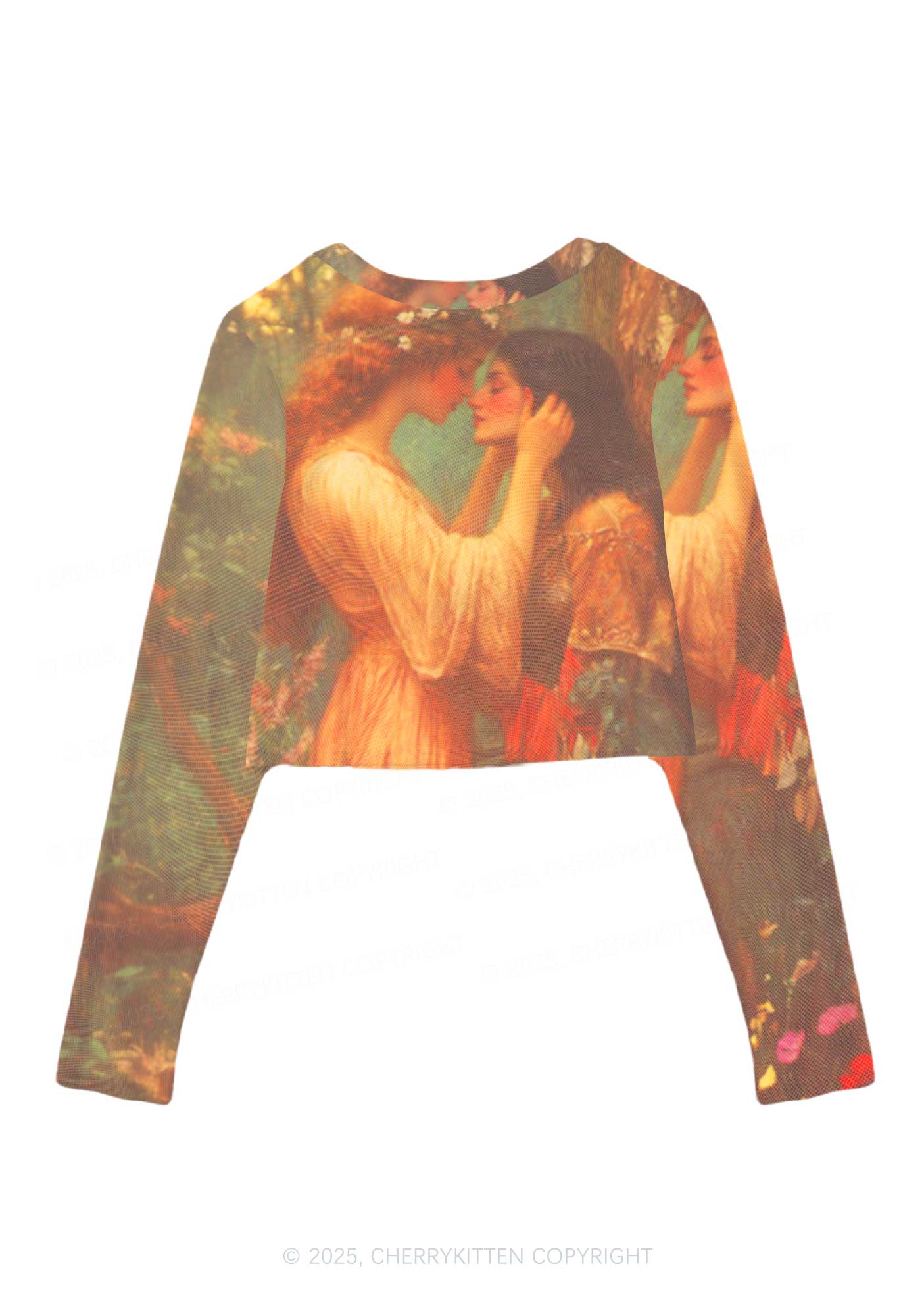 The Lesbians Pride Y2K Mesh Long Sleeve Crop Top Cherrykitten