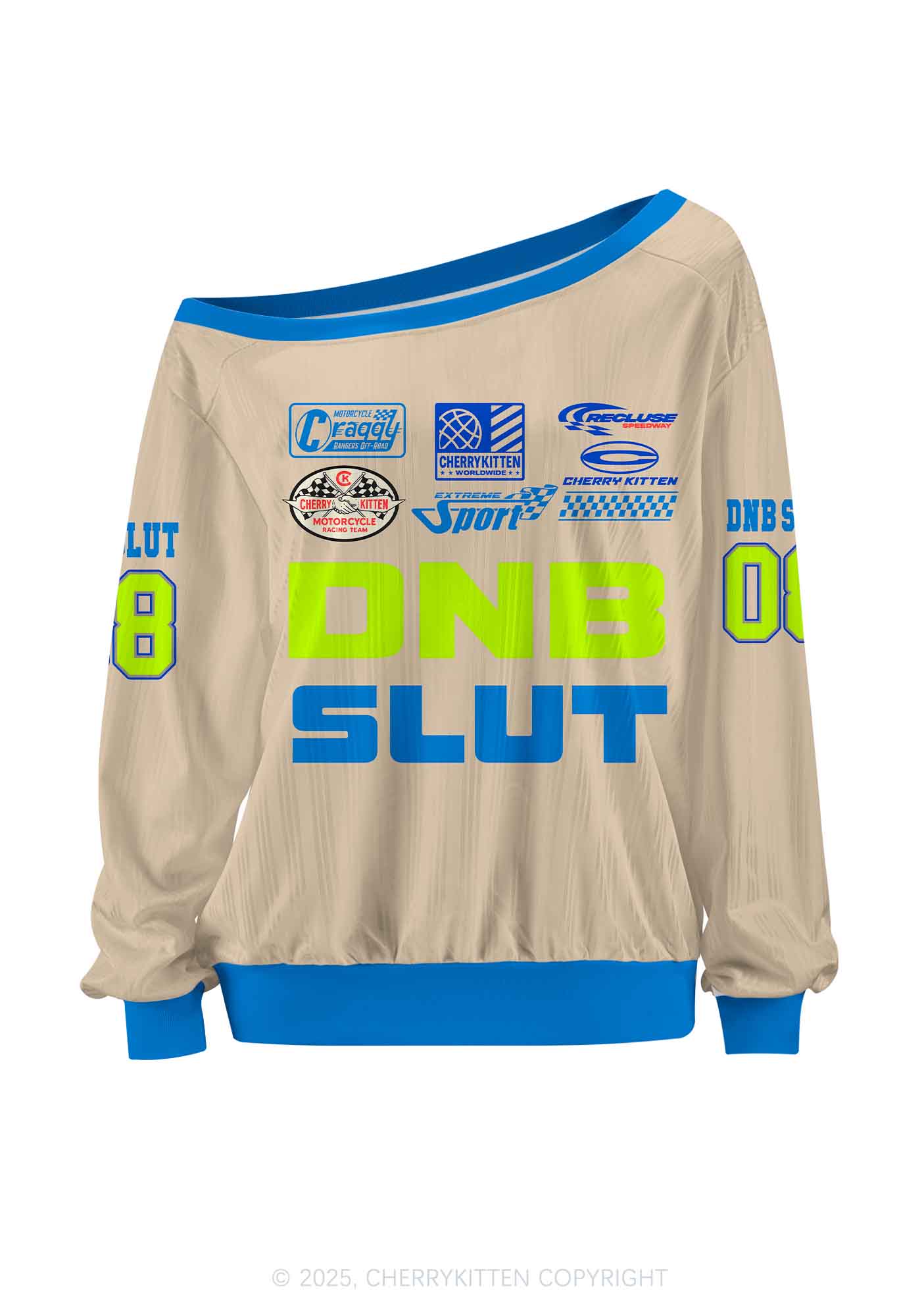 Custom Dnb Slxt Y2K Off Shoulder Long Sleeve Sport Jersey Shirts Cherrykitten