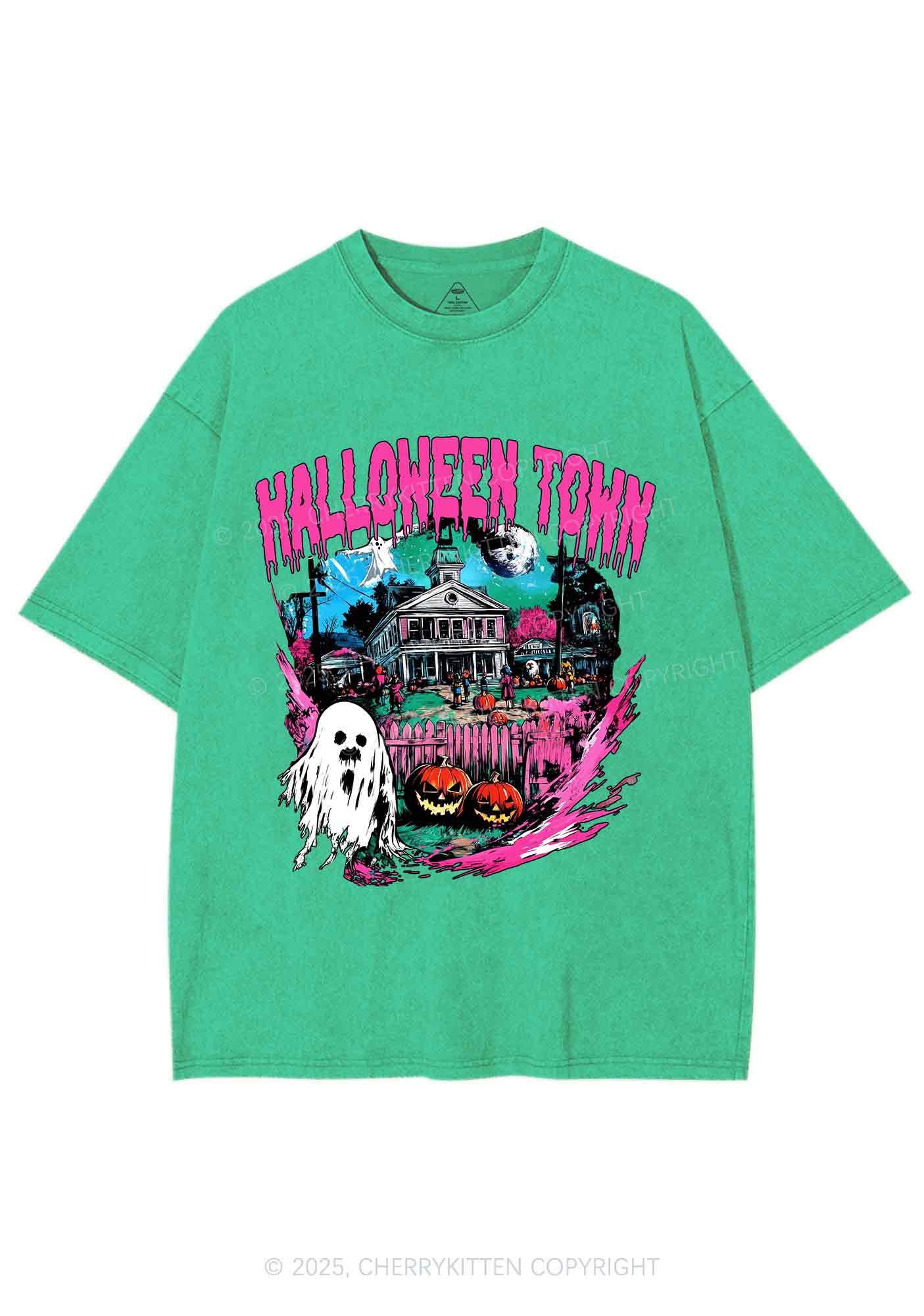 Halloween Ghost Town Y2K Shirts Washed Tee Cherrykitten