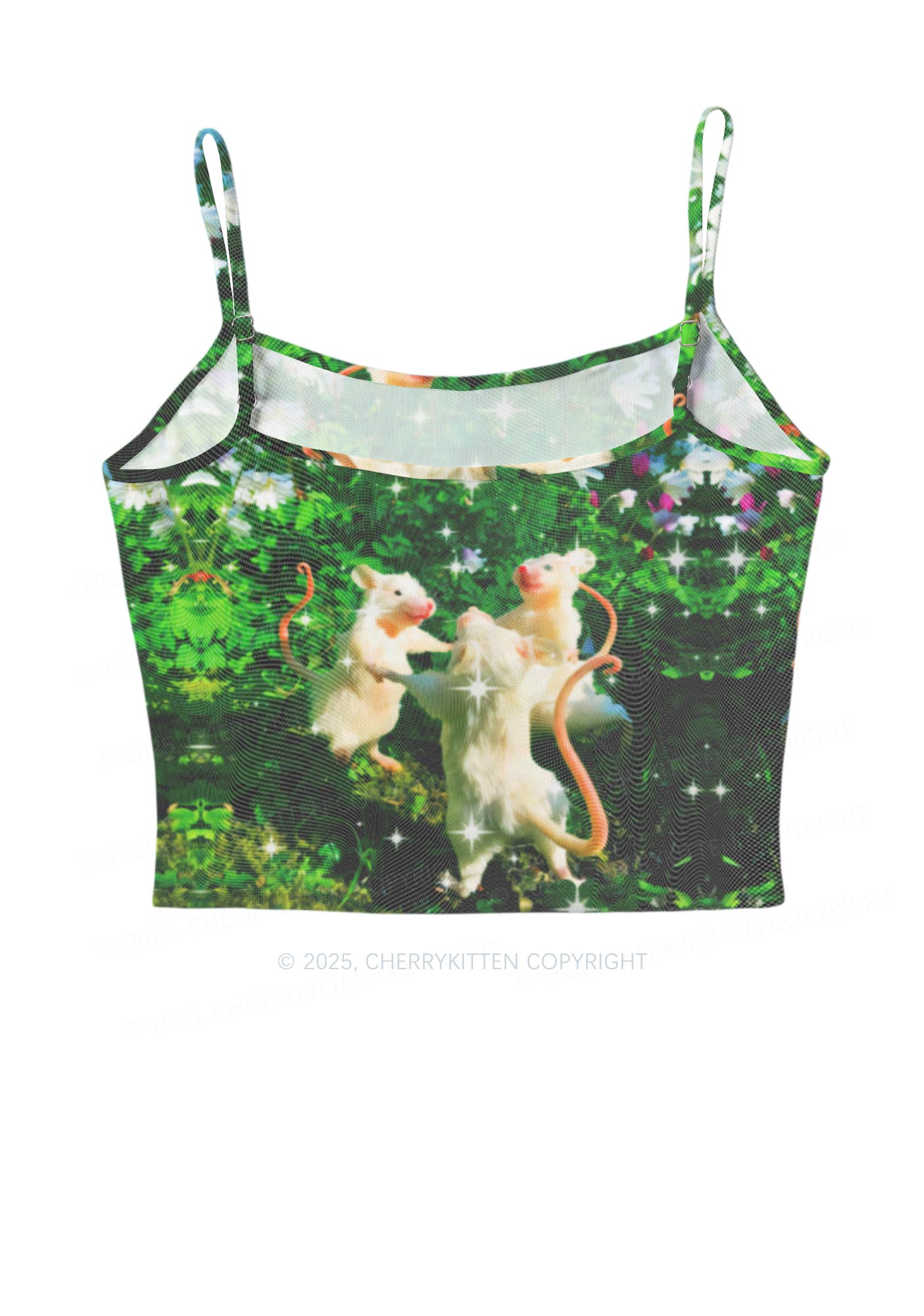 Dancing Rat Y2K Mesh Cami Tank Cherrykitten Art by OhStuffinell Taxidermy