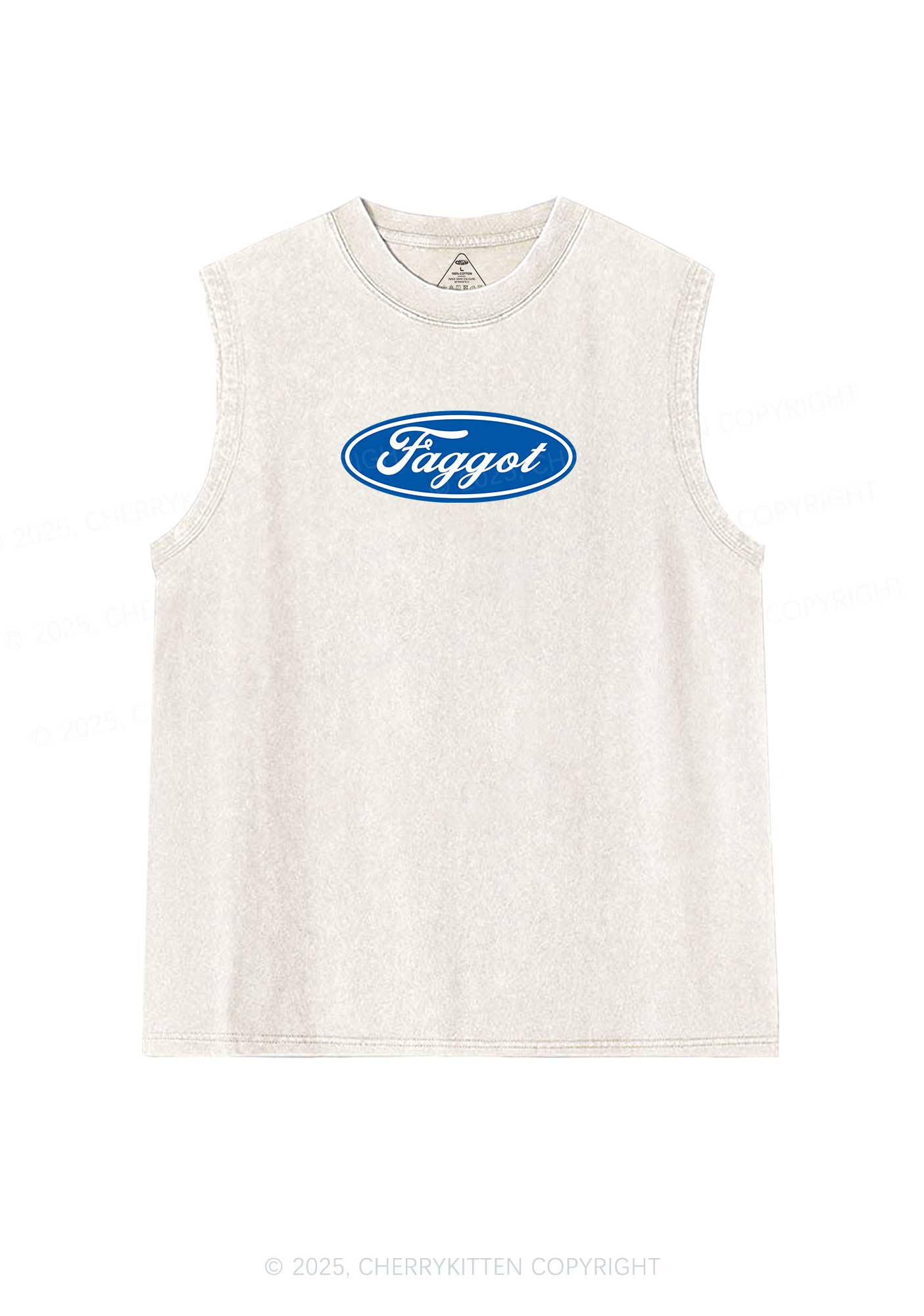 Faggot Pride Y2K Washed Muscle Tank Cherrykitten