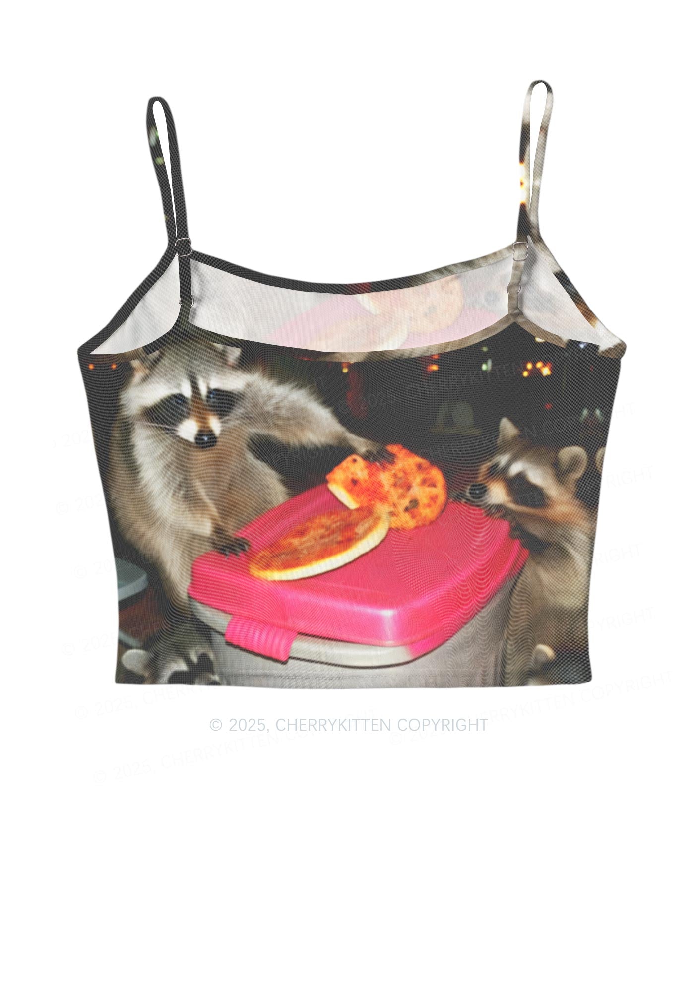 Raccoons Pizza Party Y2K Mesh Cami Tank Cherrykitten