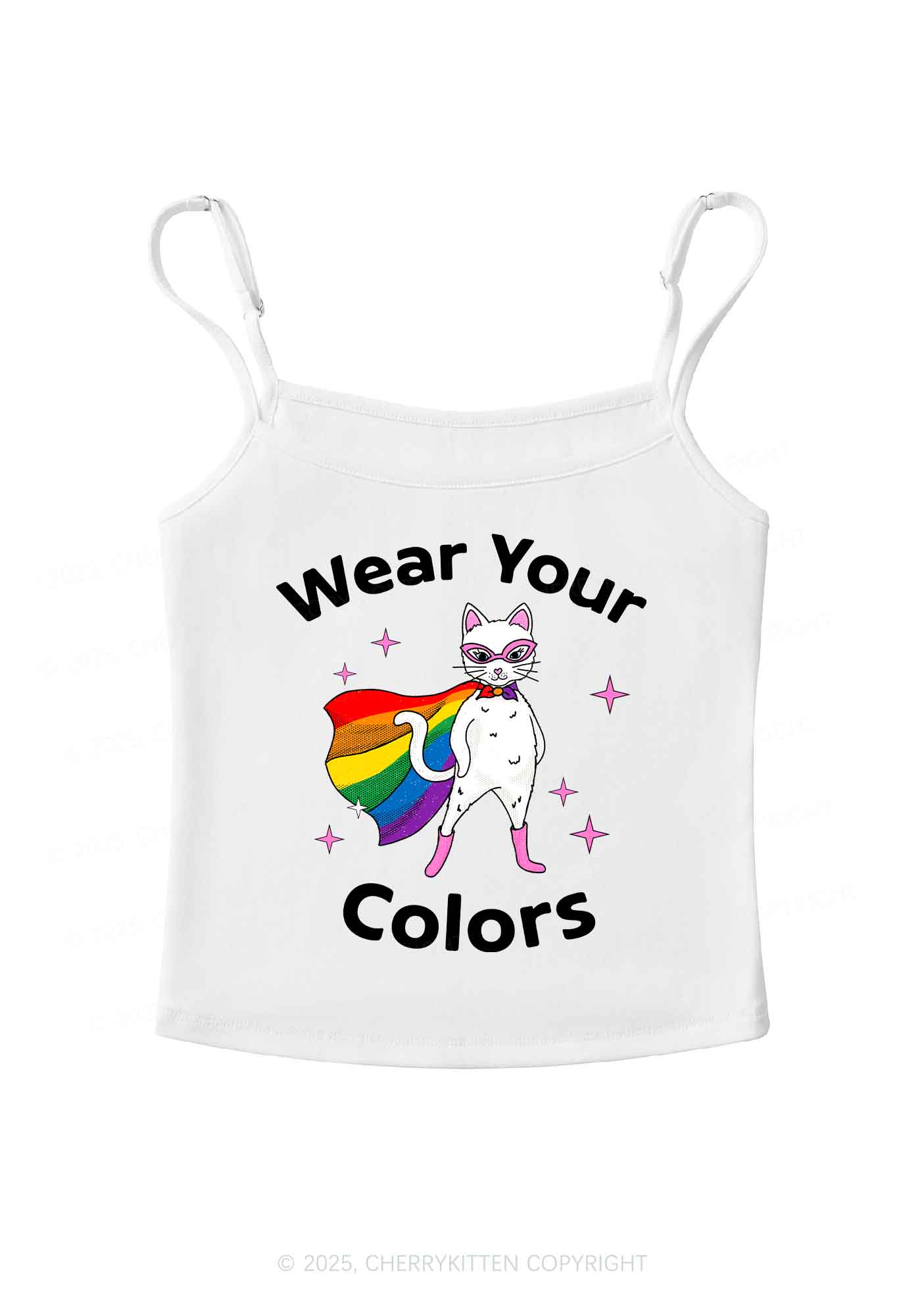 Pride Flag Cat Y2K Spaghetti Strap Cami Cherrykitten