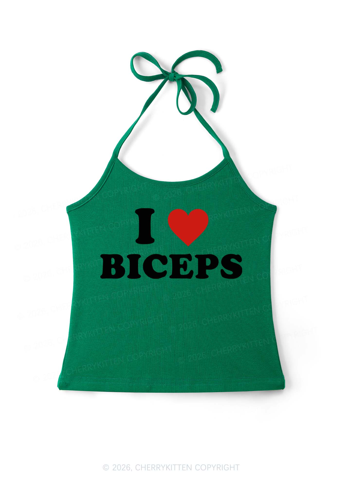 I Love Biceps Y2K Halter Neck Cami Cherrykitten