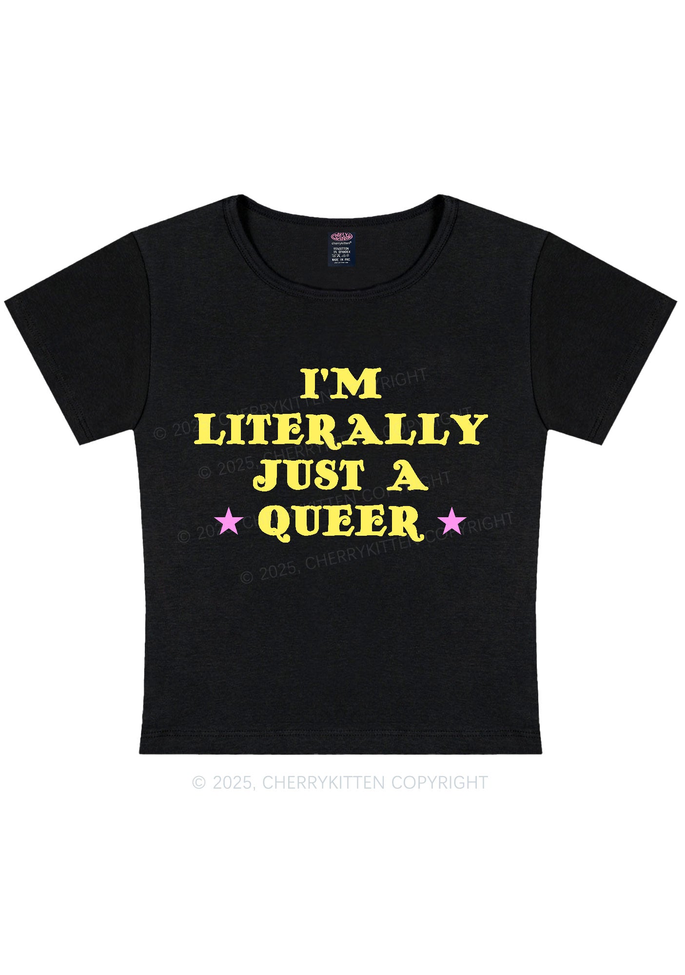 Just A Queer Pride Y2K Baby Tee Cherrykitten