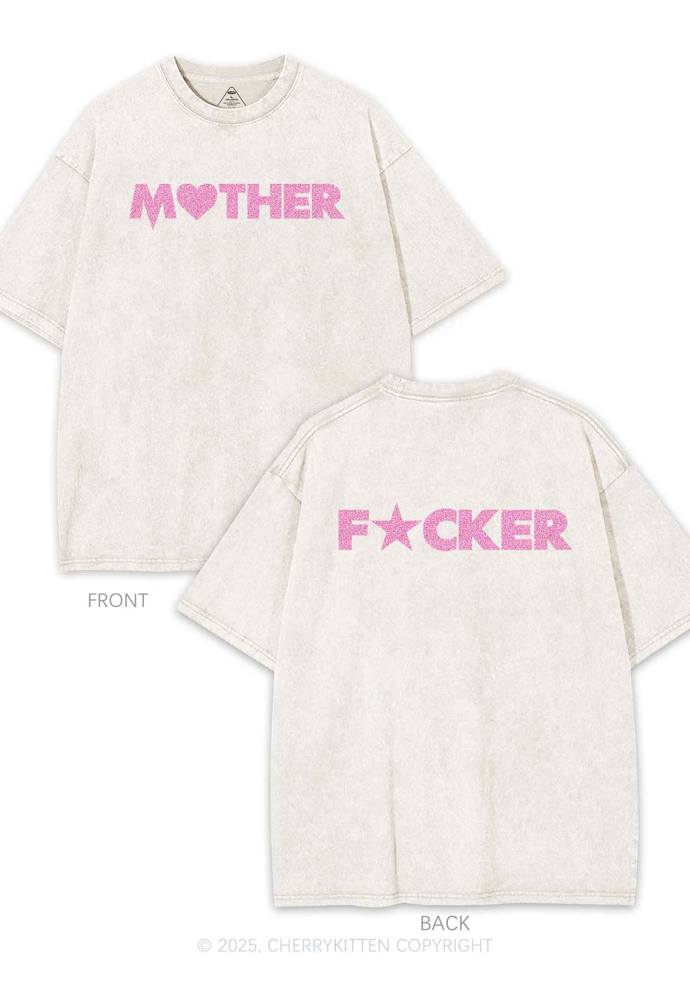Glitter Motherfxcker Two Sides Y2K Shirts Washed Tee Cherrykitten