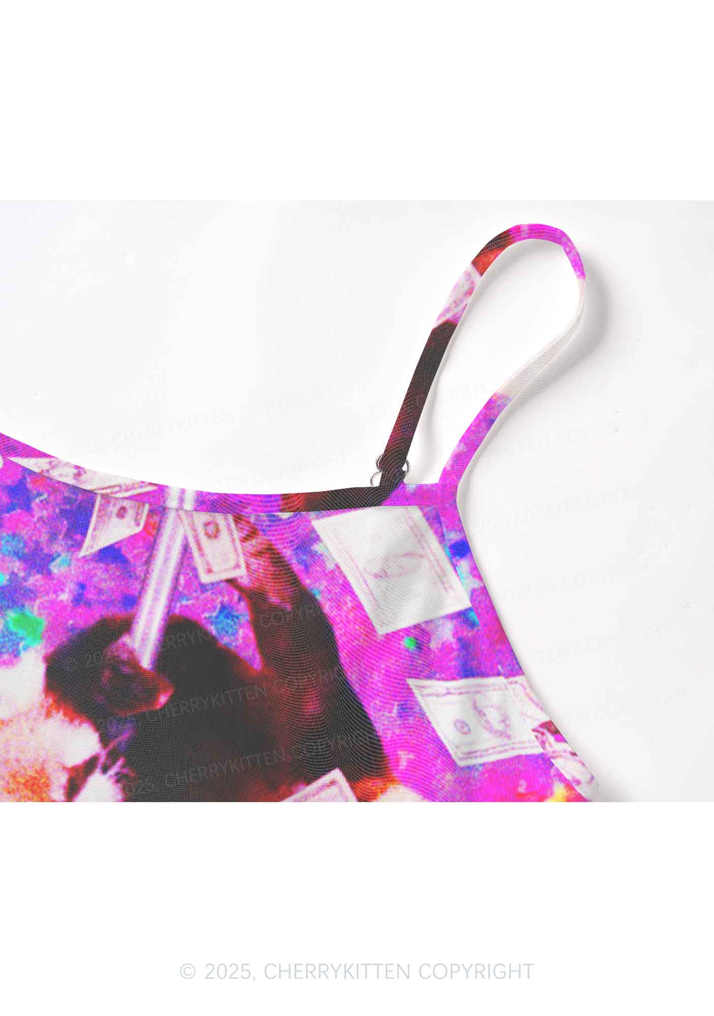Pole Dancing Raccoon Y2K Mesh Cami Tank Cherrykitten