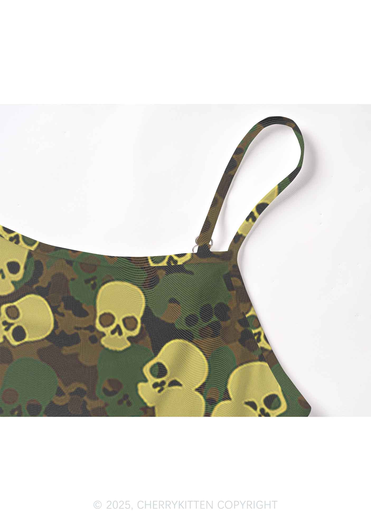 Halloween Camouflage Skull Y2K Mesh Cami Tank Cherrykitten