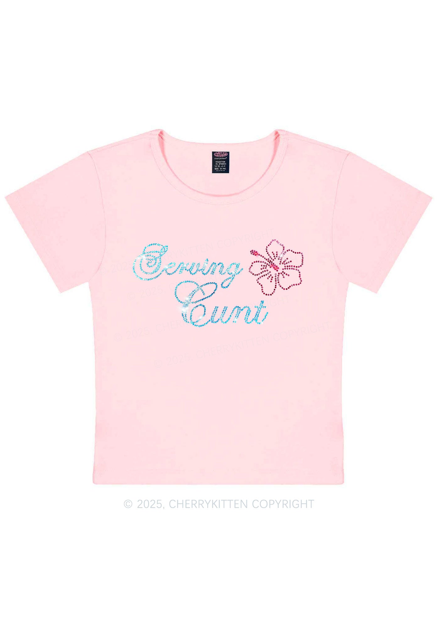 Rhinestone Serving Cxxt Y2K Baby Tee Cherrykitten
