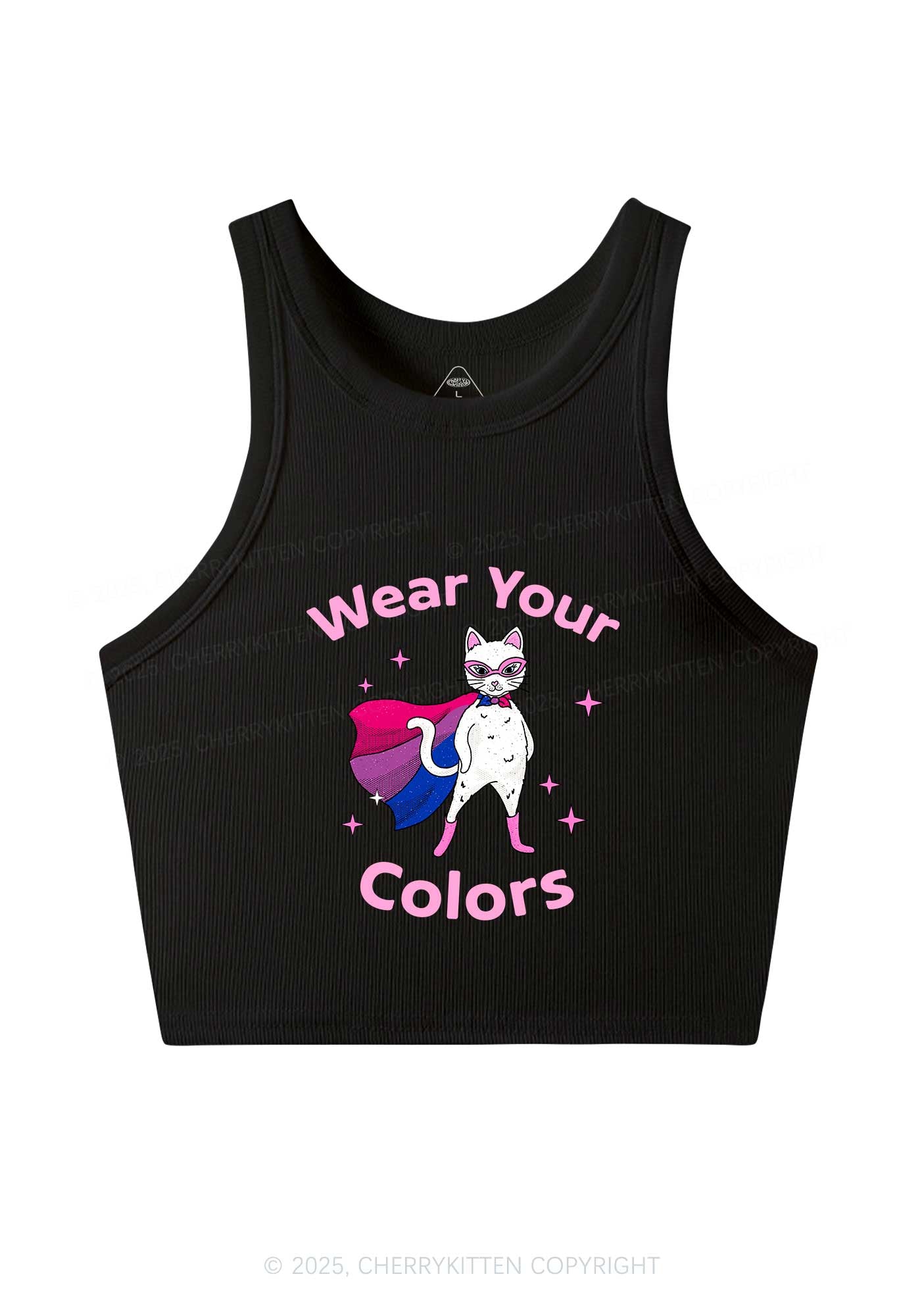 Bisexual Flag Cat Pride Y2K Crop Tank Top Cherrykitten