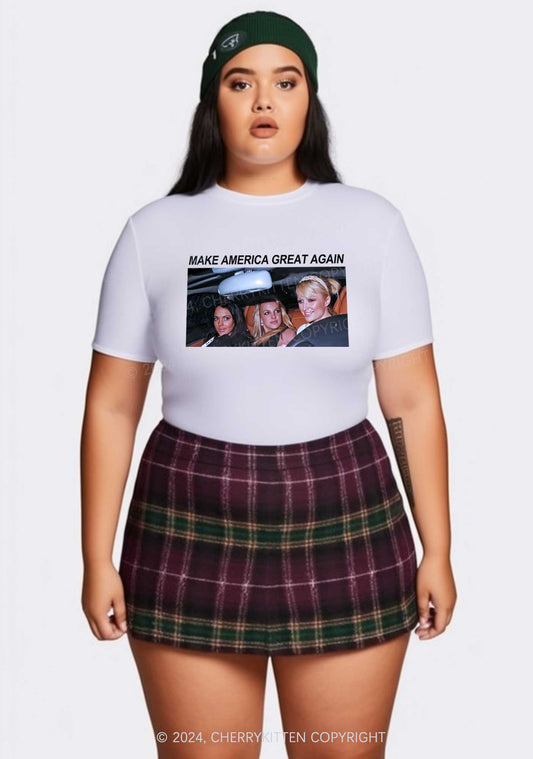 Curvy Make America Great Again Y2K Baby Tee Cherrykitten