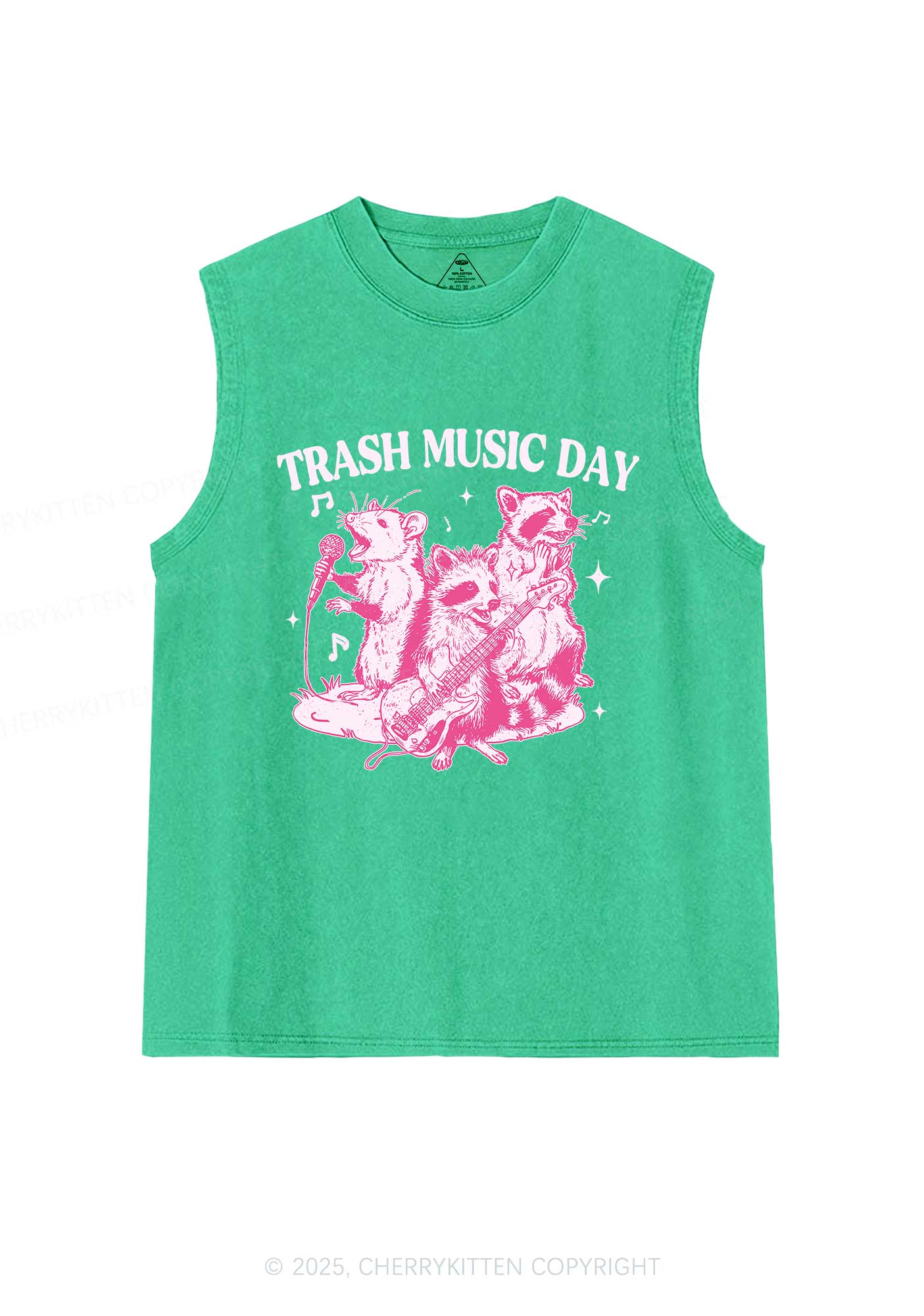 Trash Music Day Y2K Washed Muscle Tank Cherrykitten