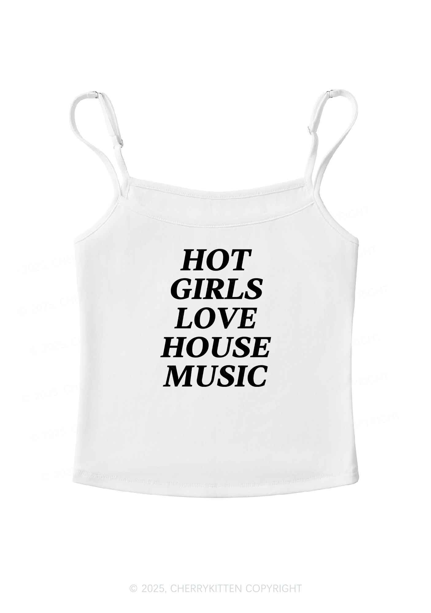 Girls Love House Music Y2K Spaghetti Strap Cami Cherrykitten