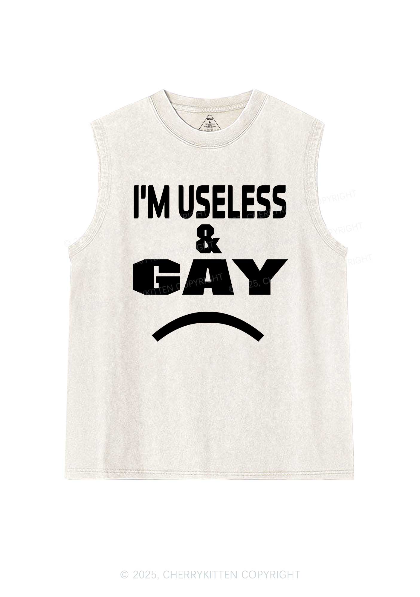Useless Gay Pride Y2K Washed Muscle Tank Cherrykitten