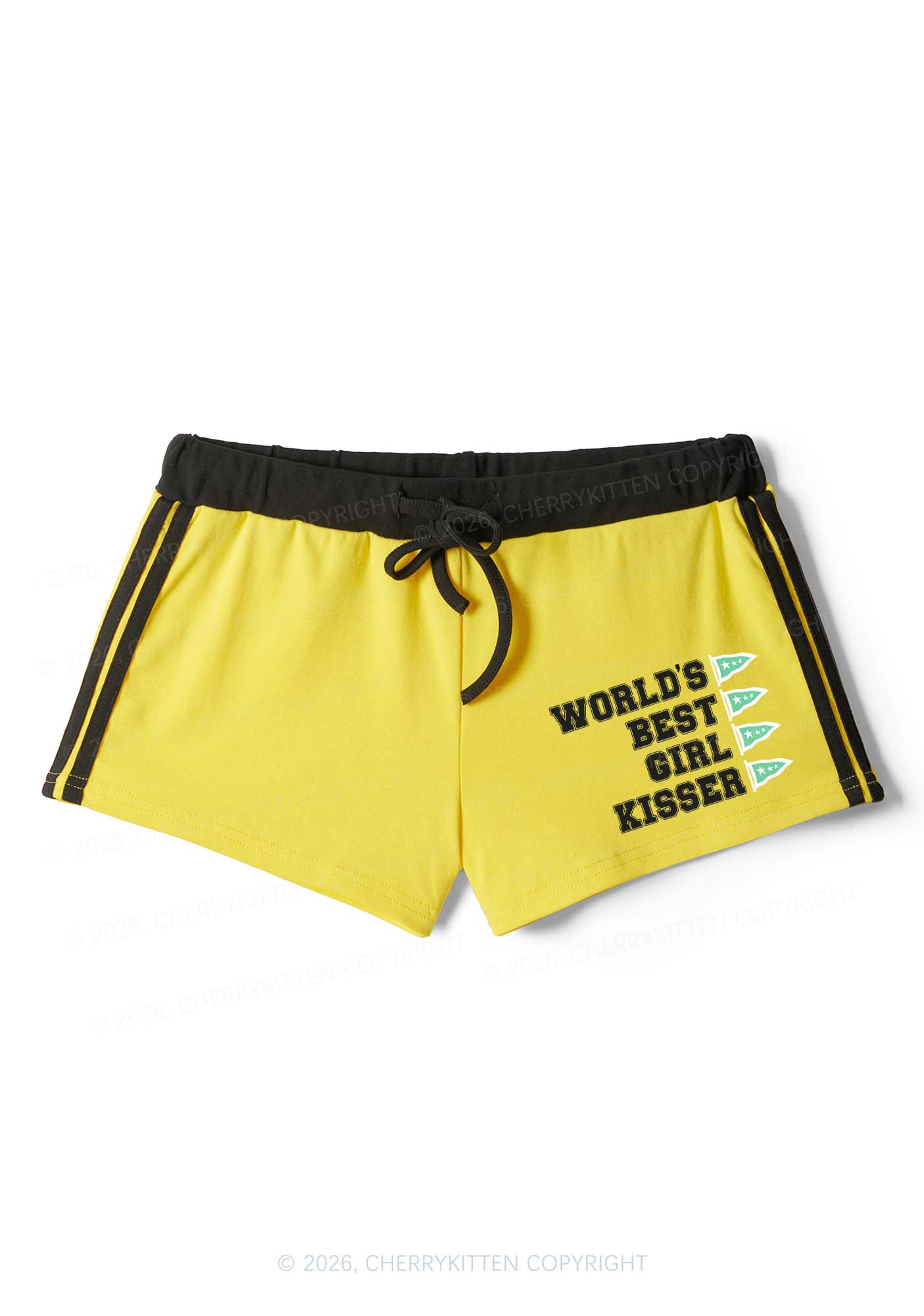 Worlds Best Girl Kisser Pride Y2K Drawstring Mini Shorts Cherrykitten