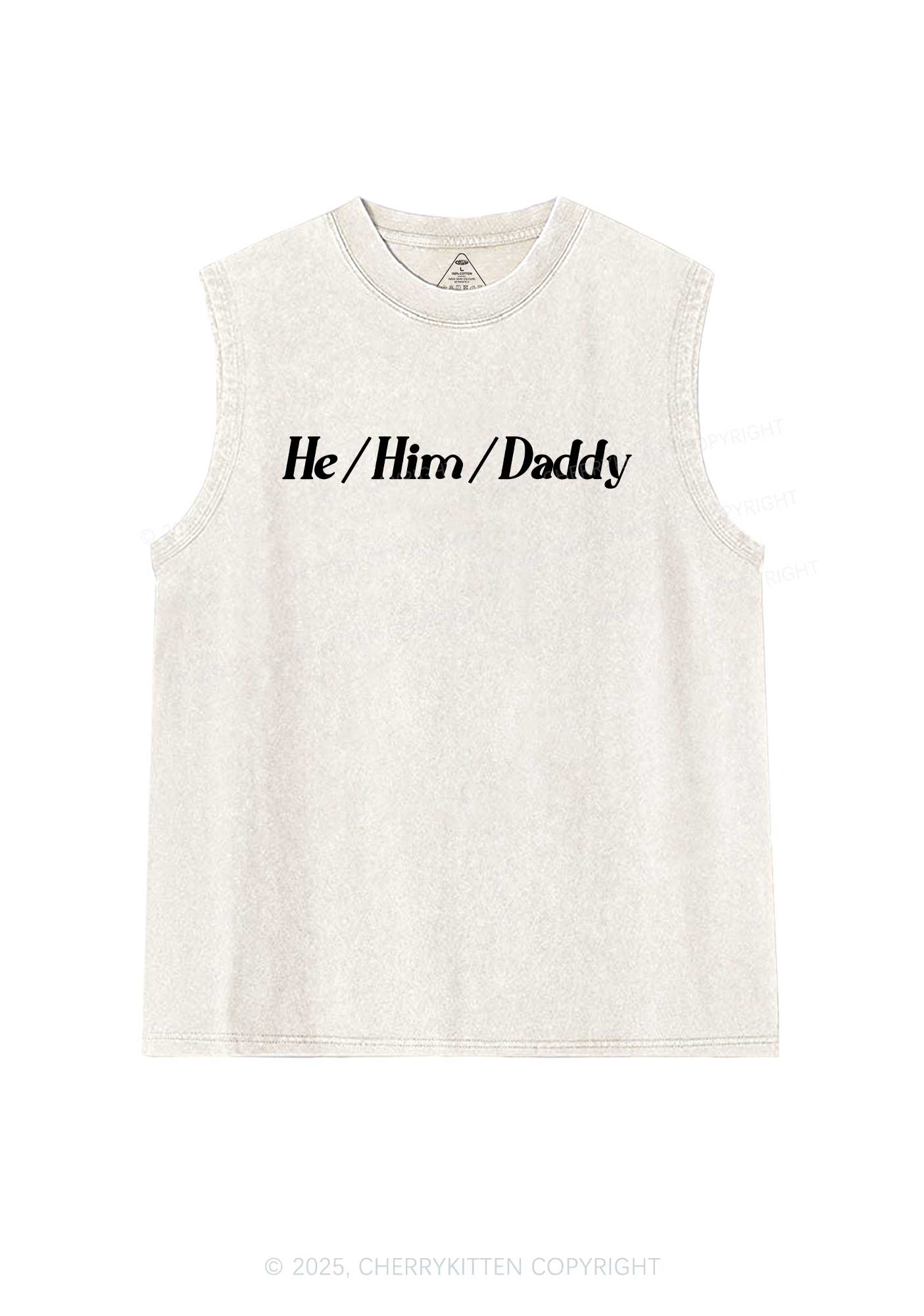 He Him Daddy Pride Y2K Washed Muscle Tank Cherrykitten
