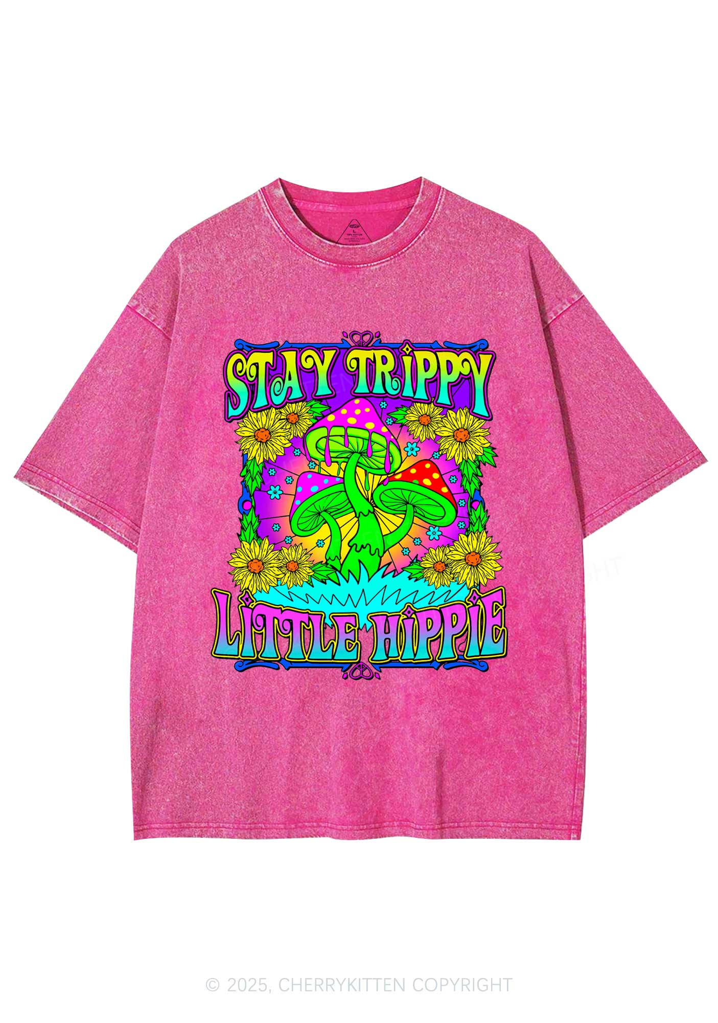 Stay Trippy Little Hippie Y2K Shirts Washed Tee Cherrykitten