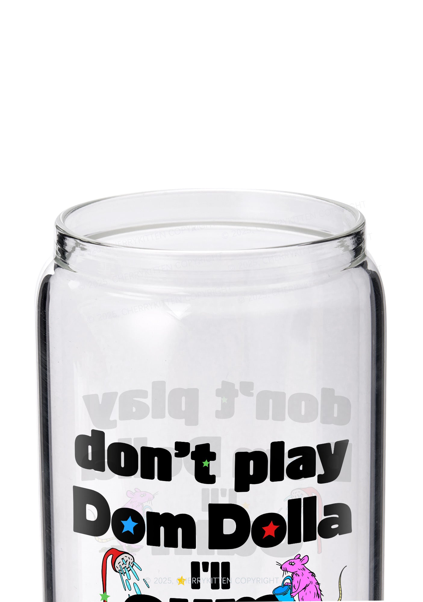 Do Not Play Dom Y2K Printed Glass Cup Cherrykitten