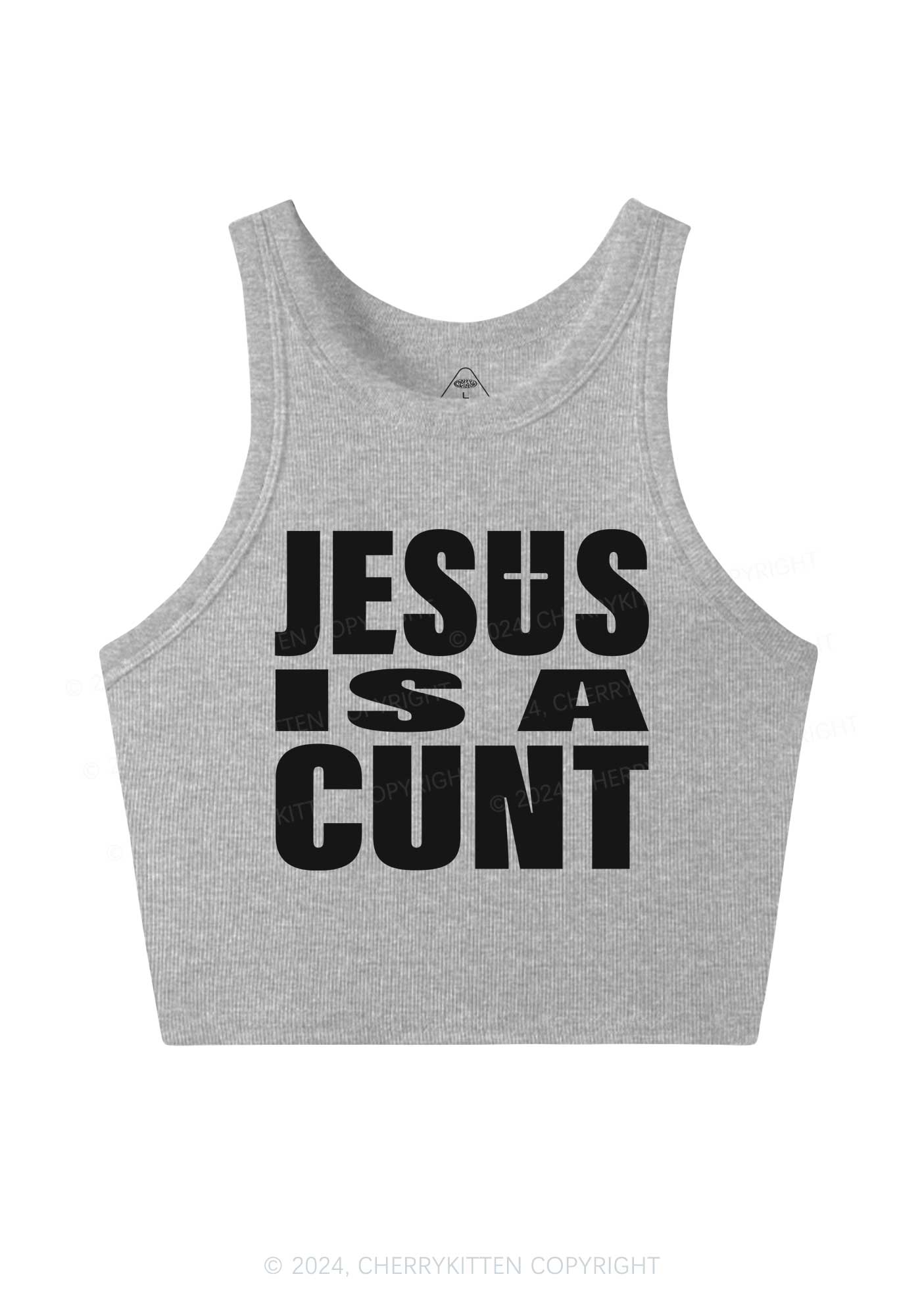 Jesus Is A Cxxt Y2K Crop Tank Top Cherrykitten