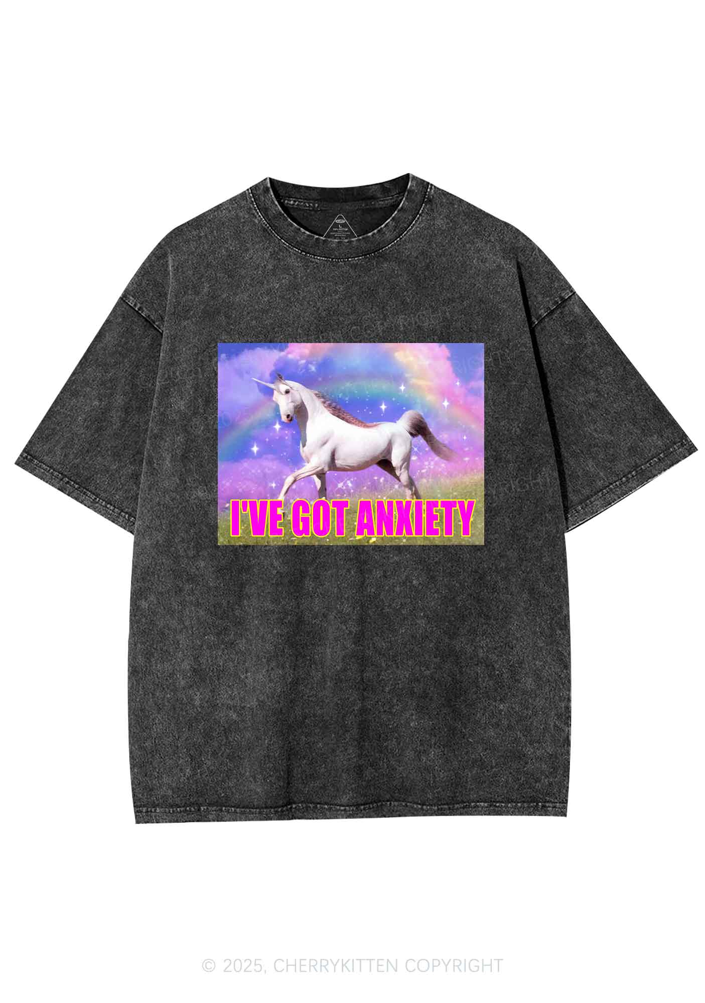 I've Got Anxiety Y2K Shirts Washed Tee Cherrykitten