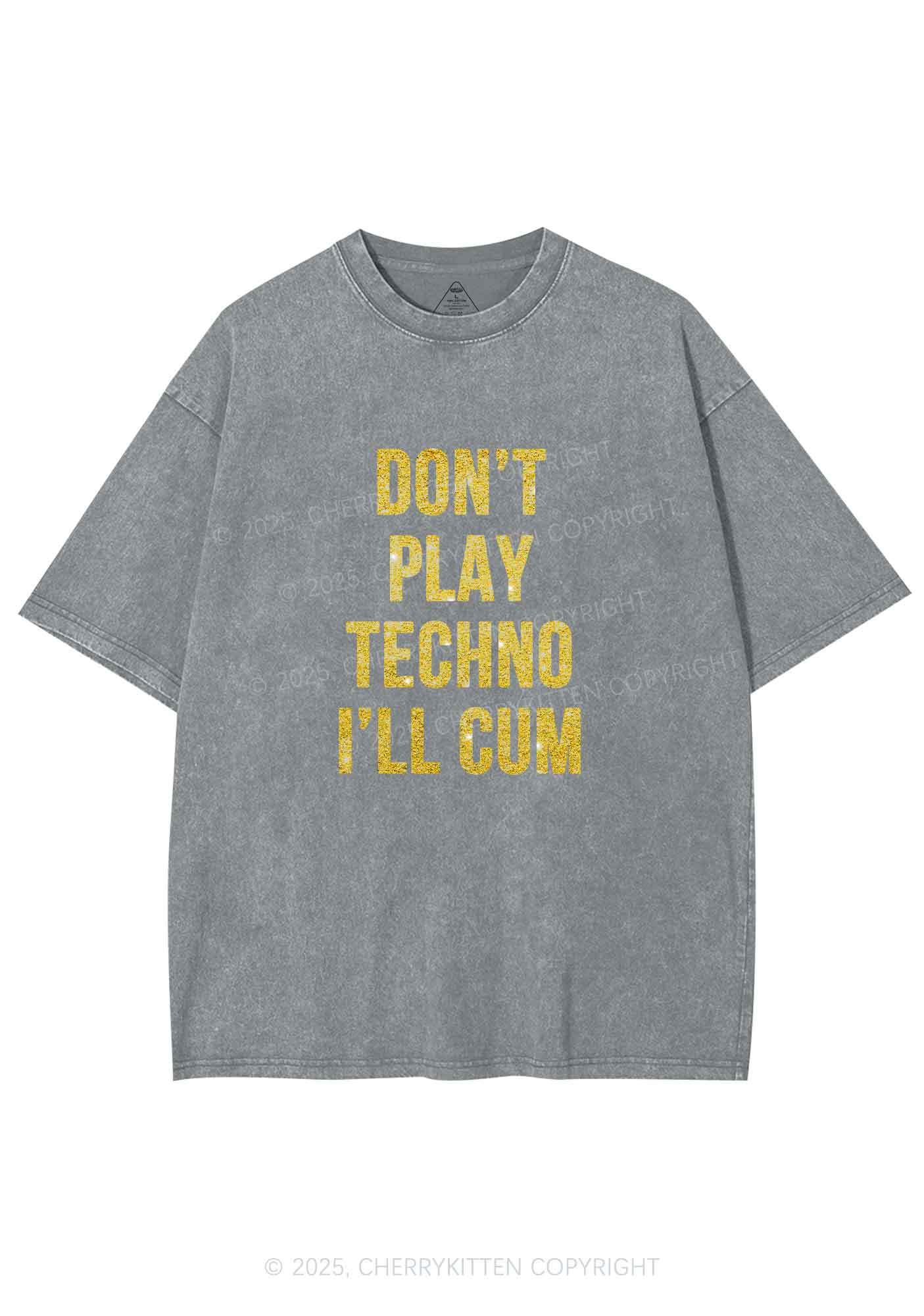 Glitter Dont Play Techno Y2K Shirts Washed Tee Cherrykitten