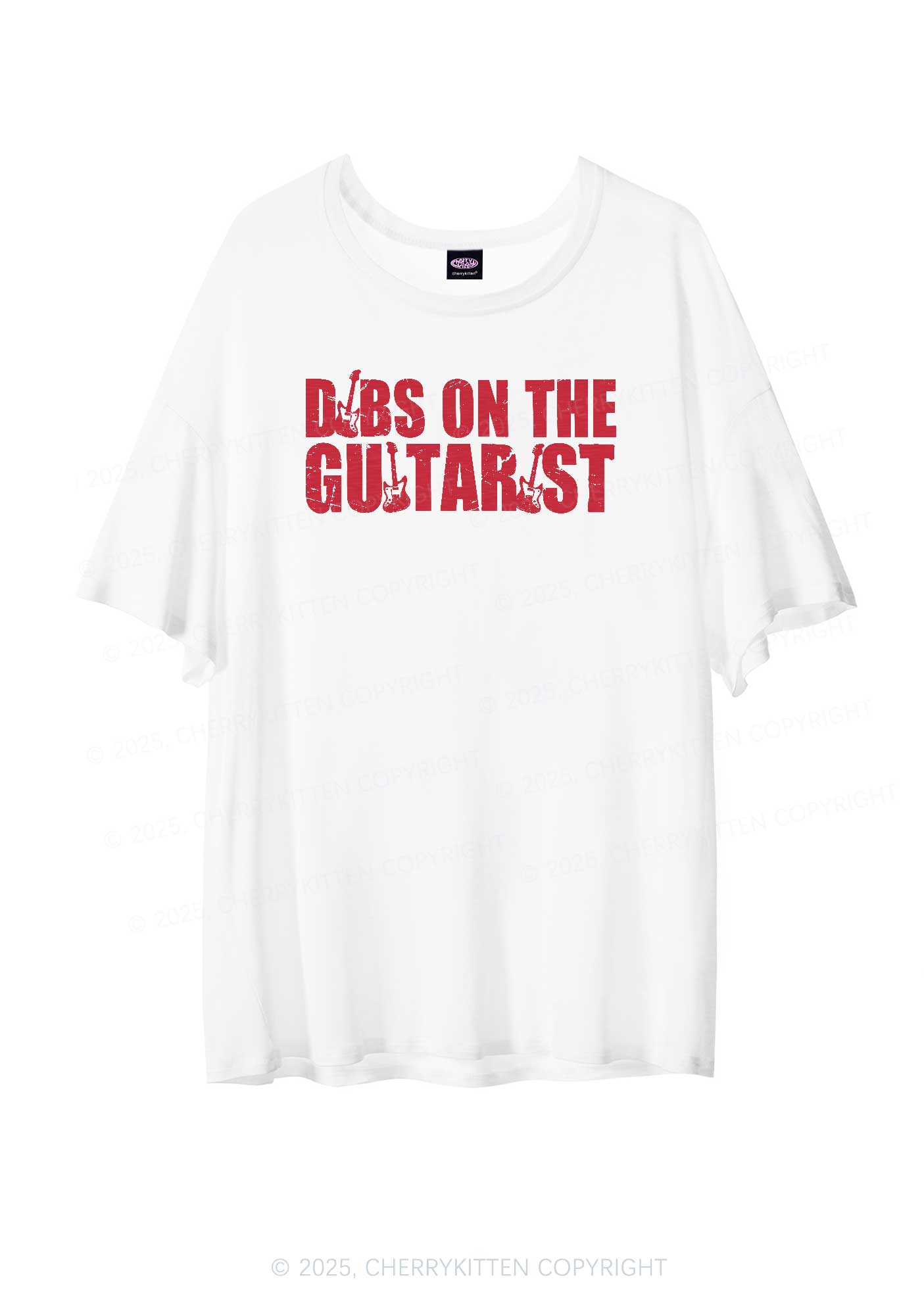 Dibs On The Guitarist Y2K Sheer Boyfriend Tee Cherrykitten