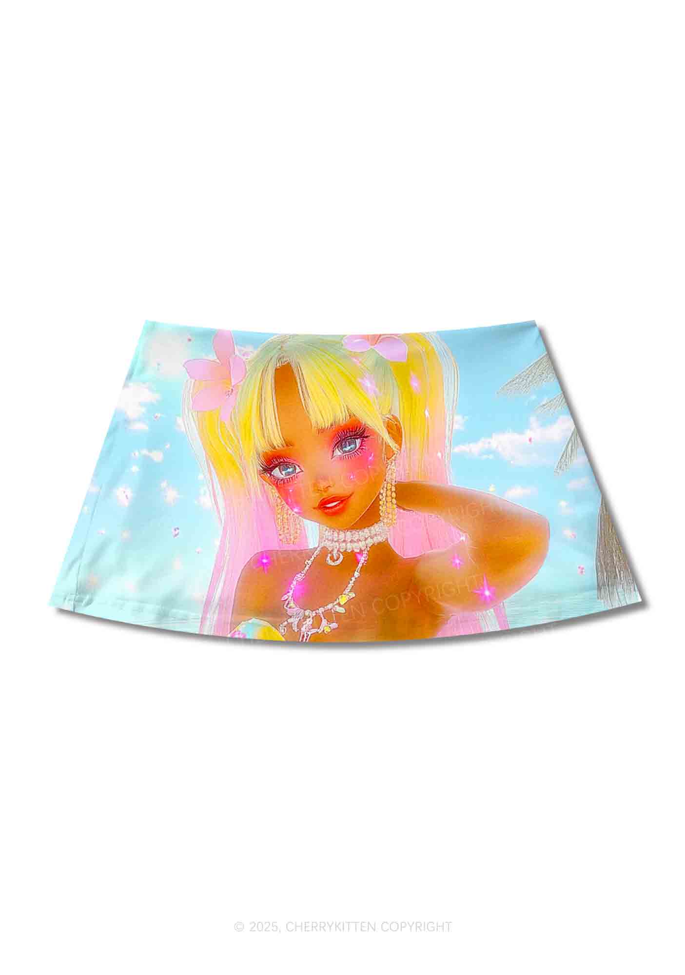 Flower Princess Y2K Print Mini Skirt Cherrykitten
