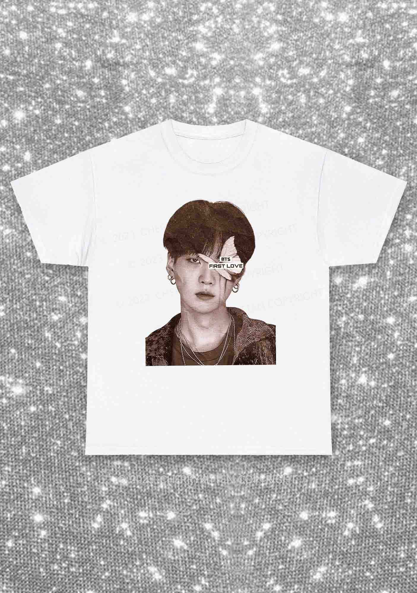 Bangtan First Love Kpop Y2K Chunky Shirt Cherrykitten