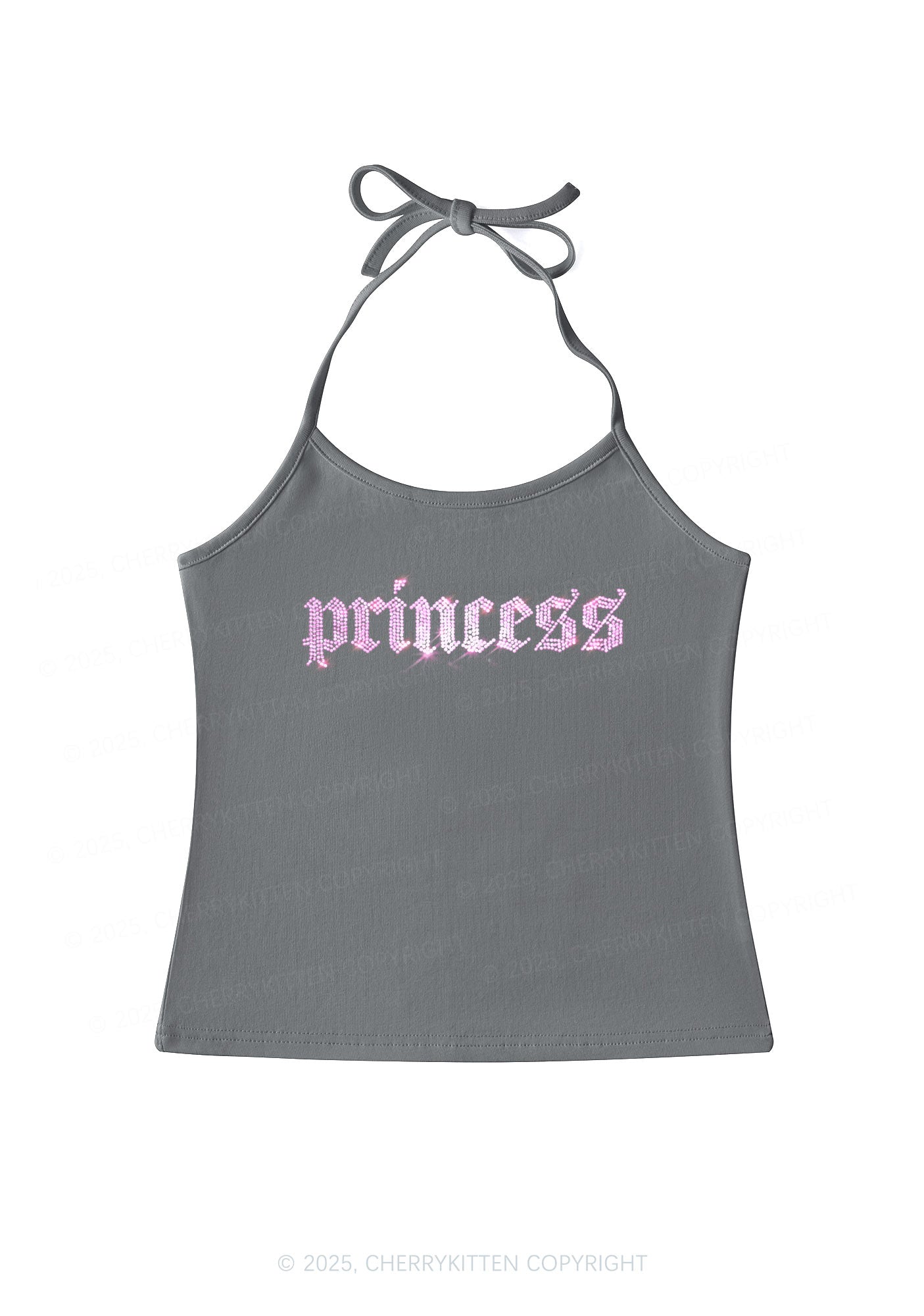 Rhinestone Princess Y2K Halter Neck Cami Cherrykitten