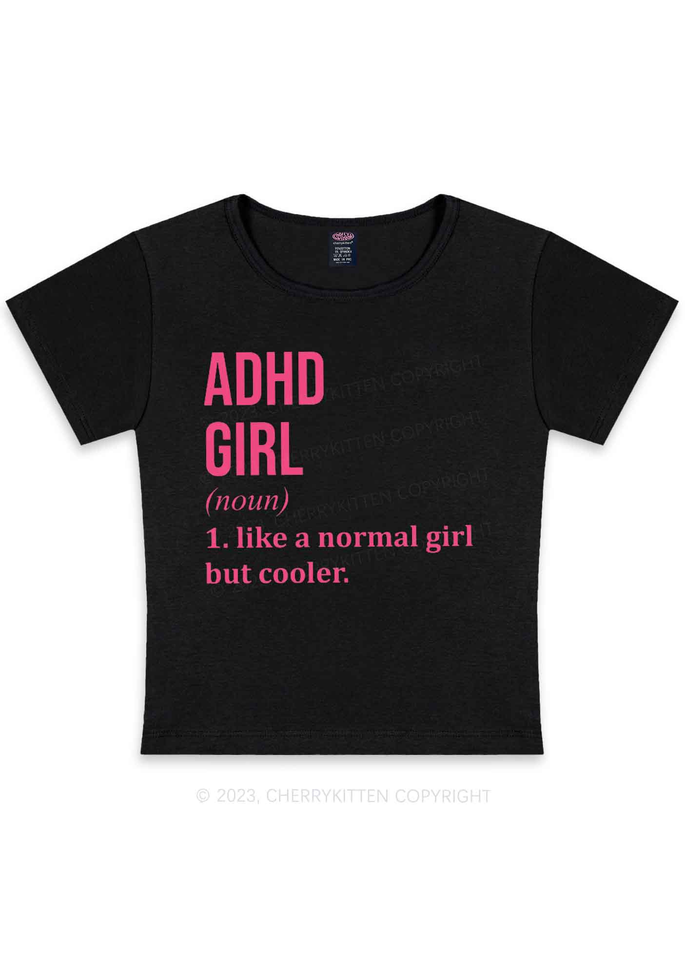 Curvy Definition ADHD Girl Y2K Baby Tee Cherrykitten