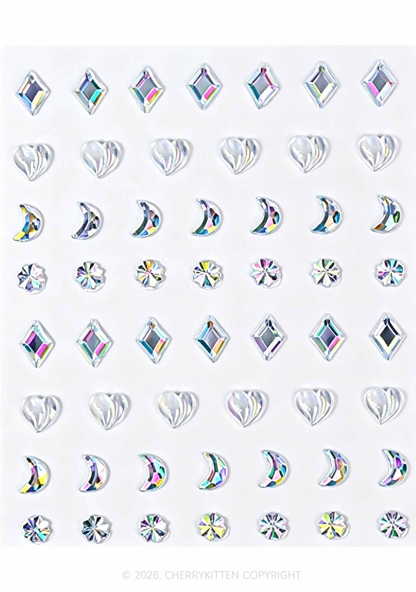 1pc Star Moon Rhinestone Y2K Face Sticker Cherrykitten