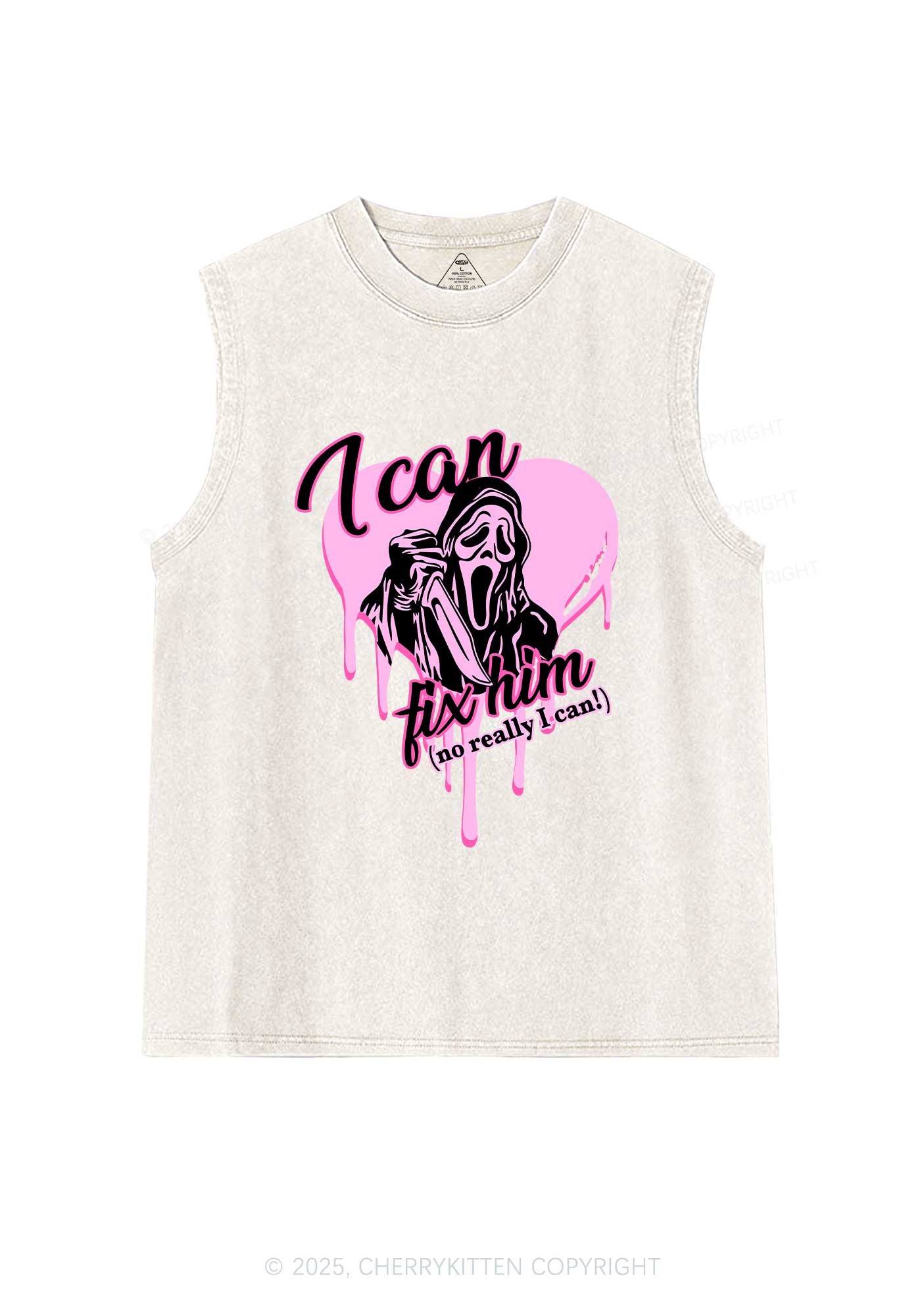 Halloween Ghost Fix Him Y2K Washed Muscle Tank Cherrykitten