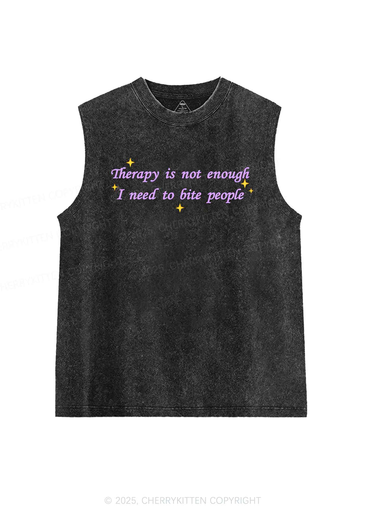 Therapy Not Enough Y2K Washed Muscle Tank Cherrykitten