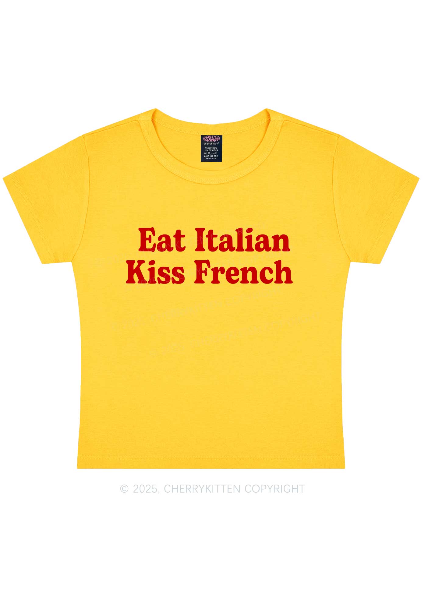 Eat Italian Kiss French Y2K Baby Tee Cherrykitten