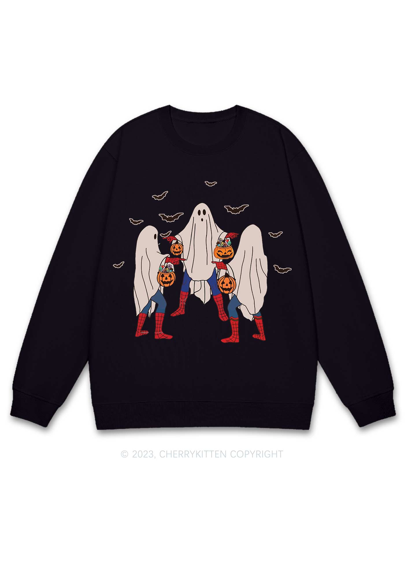 Three Ghost Spiderman Halloween Y2K Sweatshirt Cherrykitten