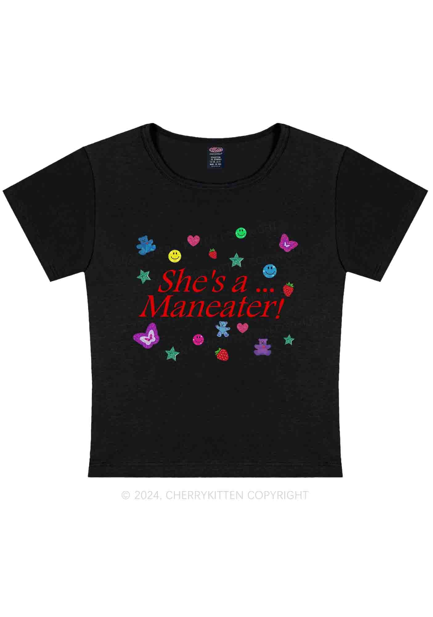 She's A Maneater Y2K Baby Tee Cherrykitten