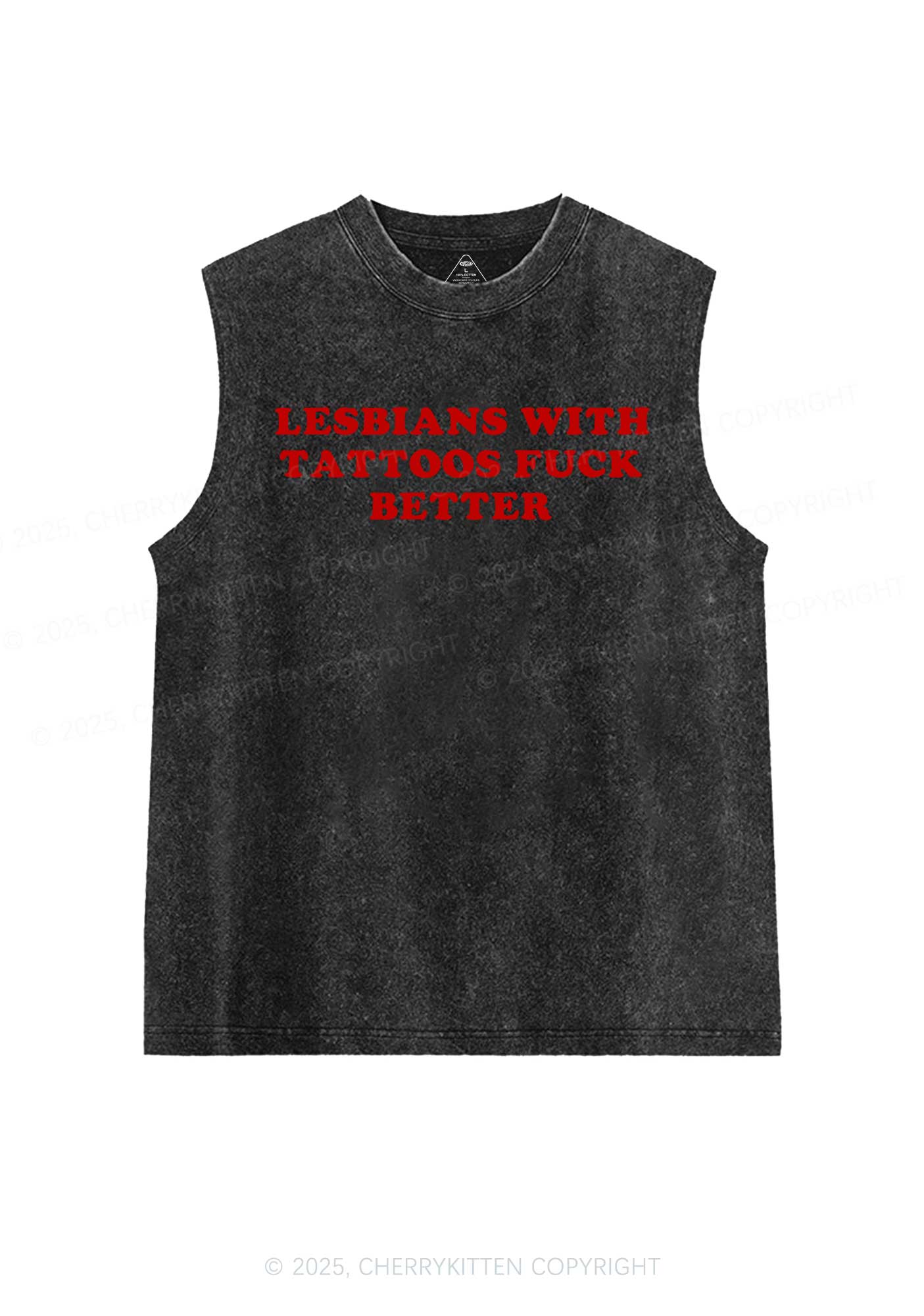 Lesbians With Tattoos Pride Y2K Washed Muscle Tank Cherrykitten