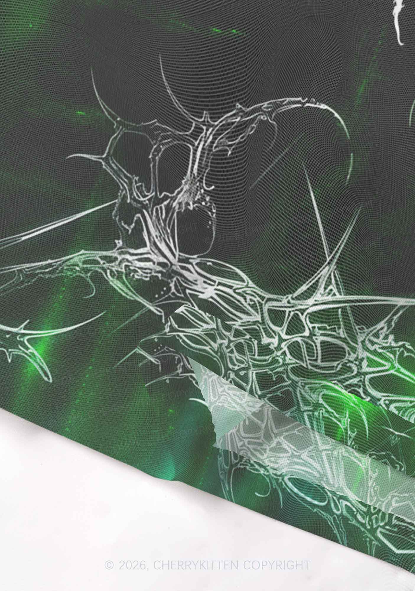 Green Gothic Faggot Pride Y2K Mesh Crop Top Cherrykitten