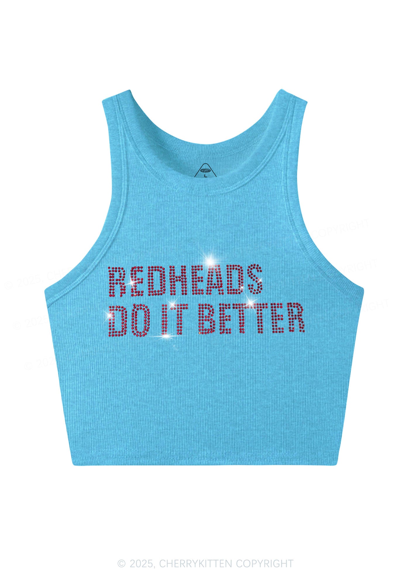 Rhinestone Redheads Do It Better Y2K Crop Tank Top Cherrykitten
