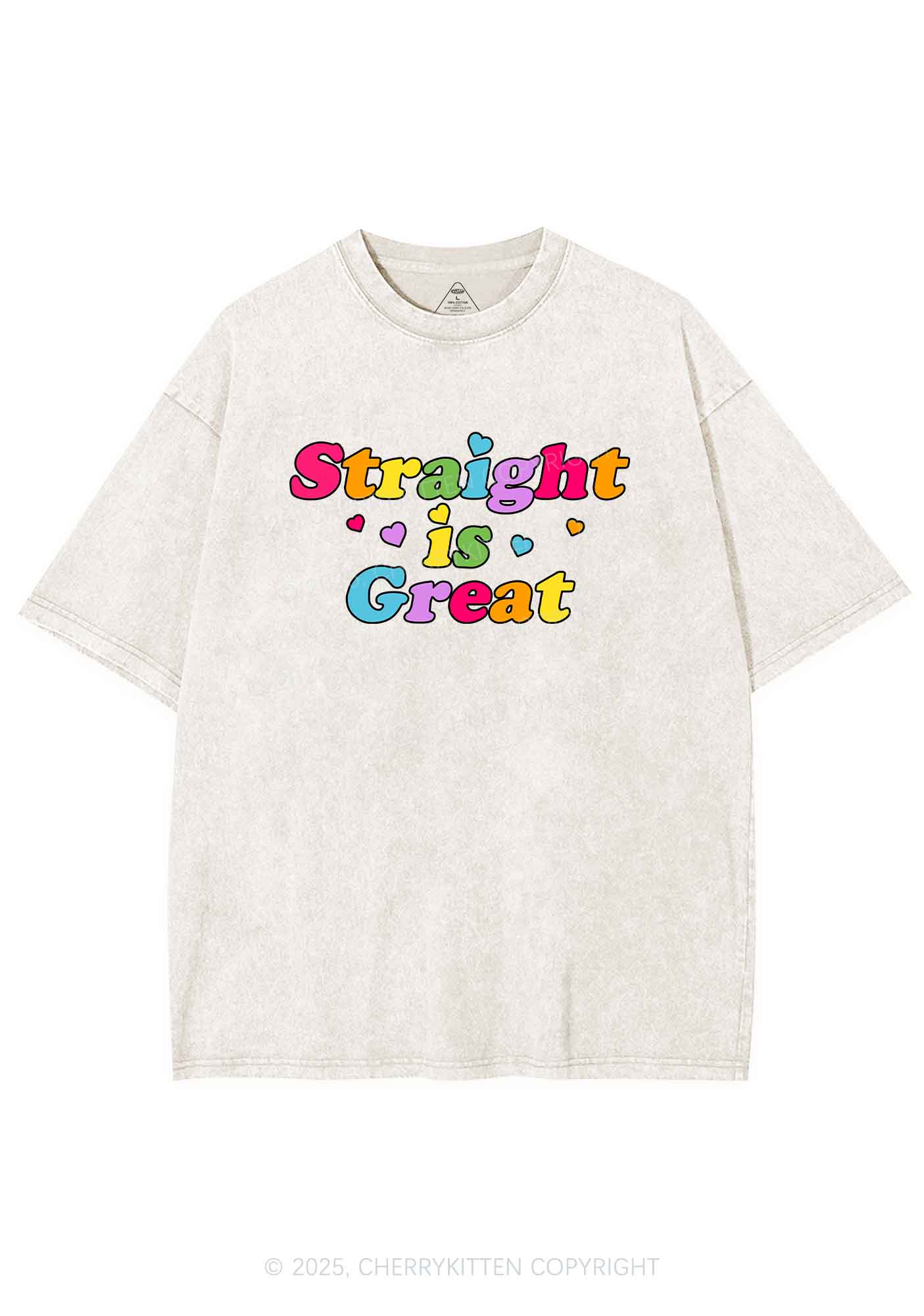 Straight Is Great Pride Y2K Shirts Washed Tee Cherrykitten