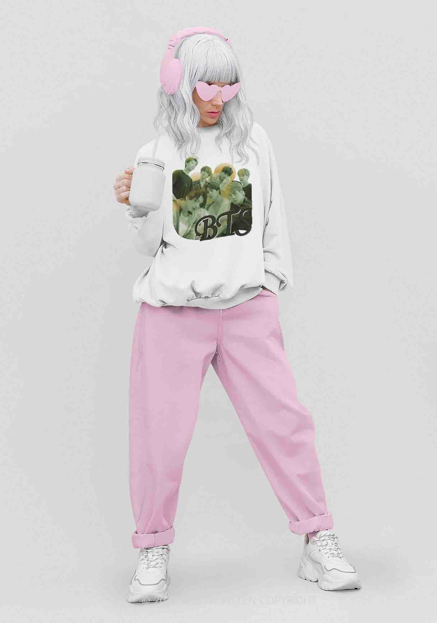 Green Bangtan Kpop Y2K Sweatshirt Cherrykitten