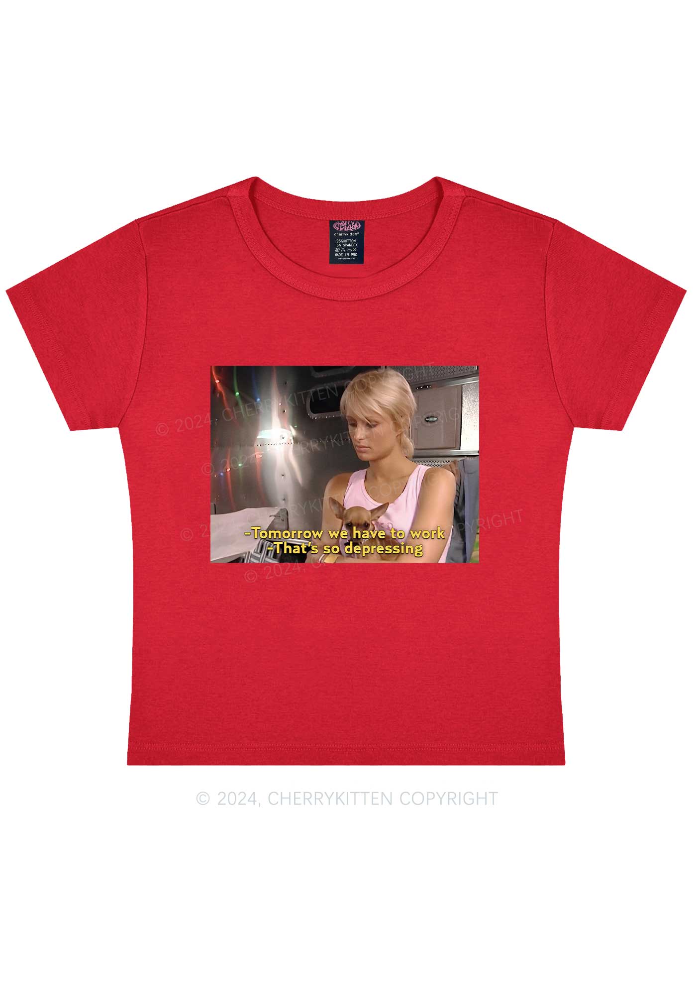 We Have To Work Y2K Baby Tee Cherrykitten