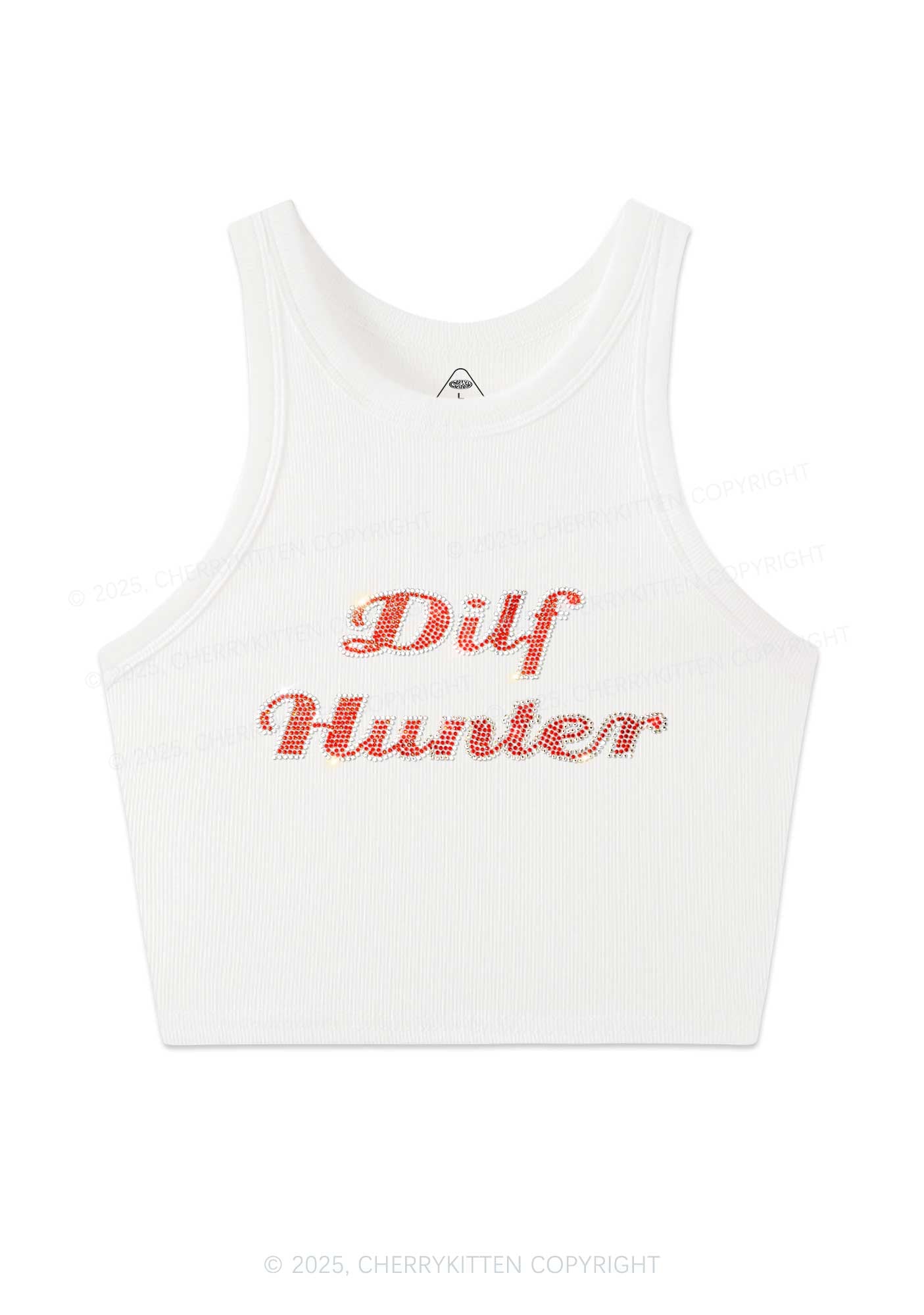 Rhinestone Green Hunter Y2K Crop Tank Top Cherrykitten