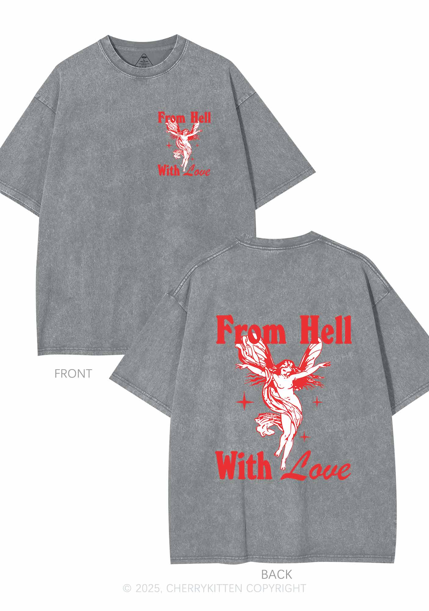 From Hell With Love Two Sides Y2K Shirts Washed Tee Cherrykitten